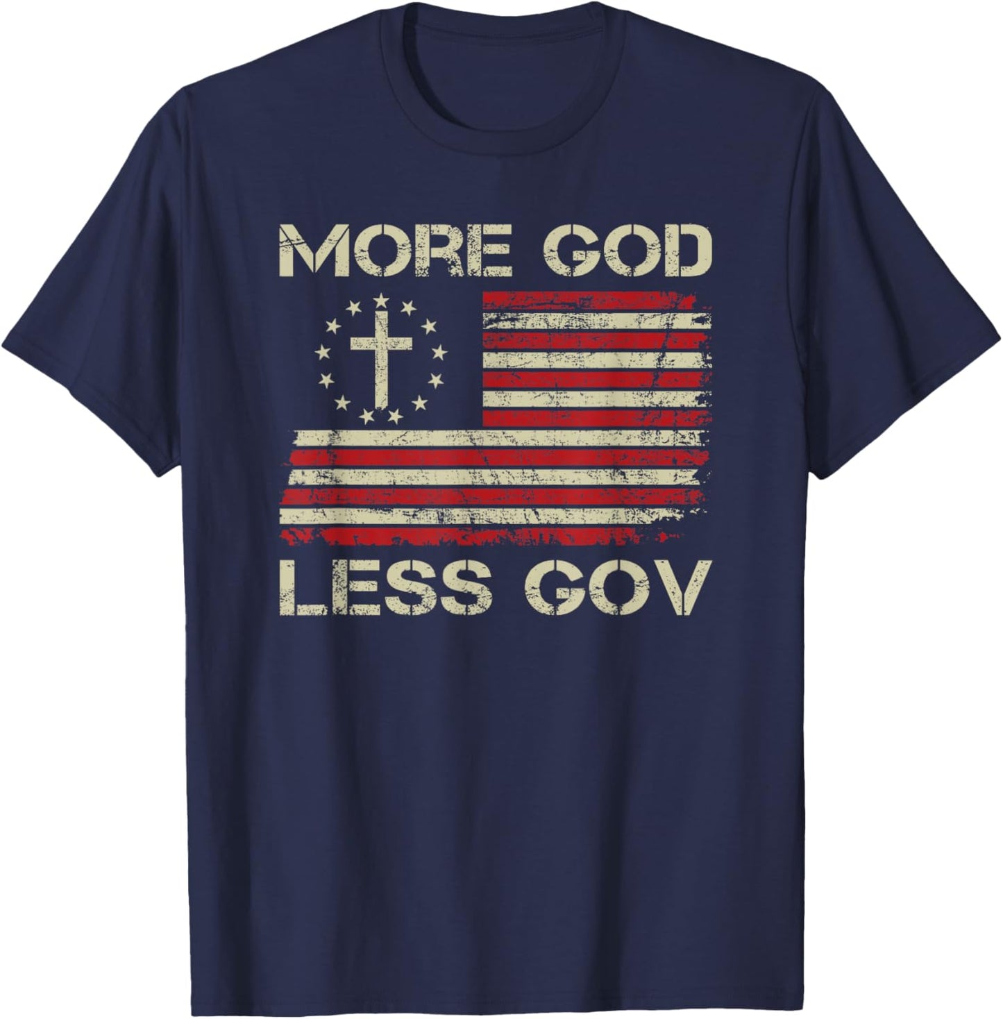 More God Less Gov - Patriotic Christian USA Anti Government T-Shirt - T-Shirt | Navy