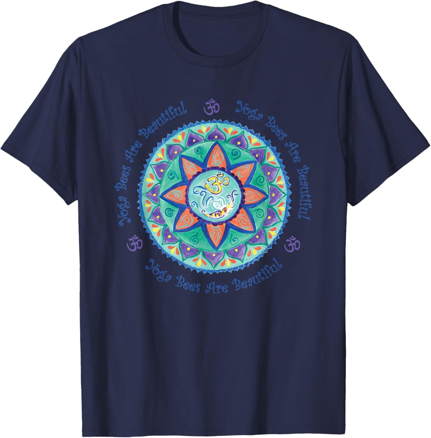 Yoga Bees Om Mandala T-Shirt - T-Shirt | Navy