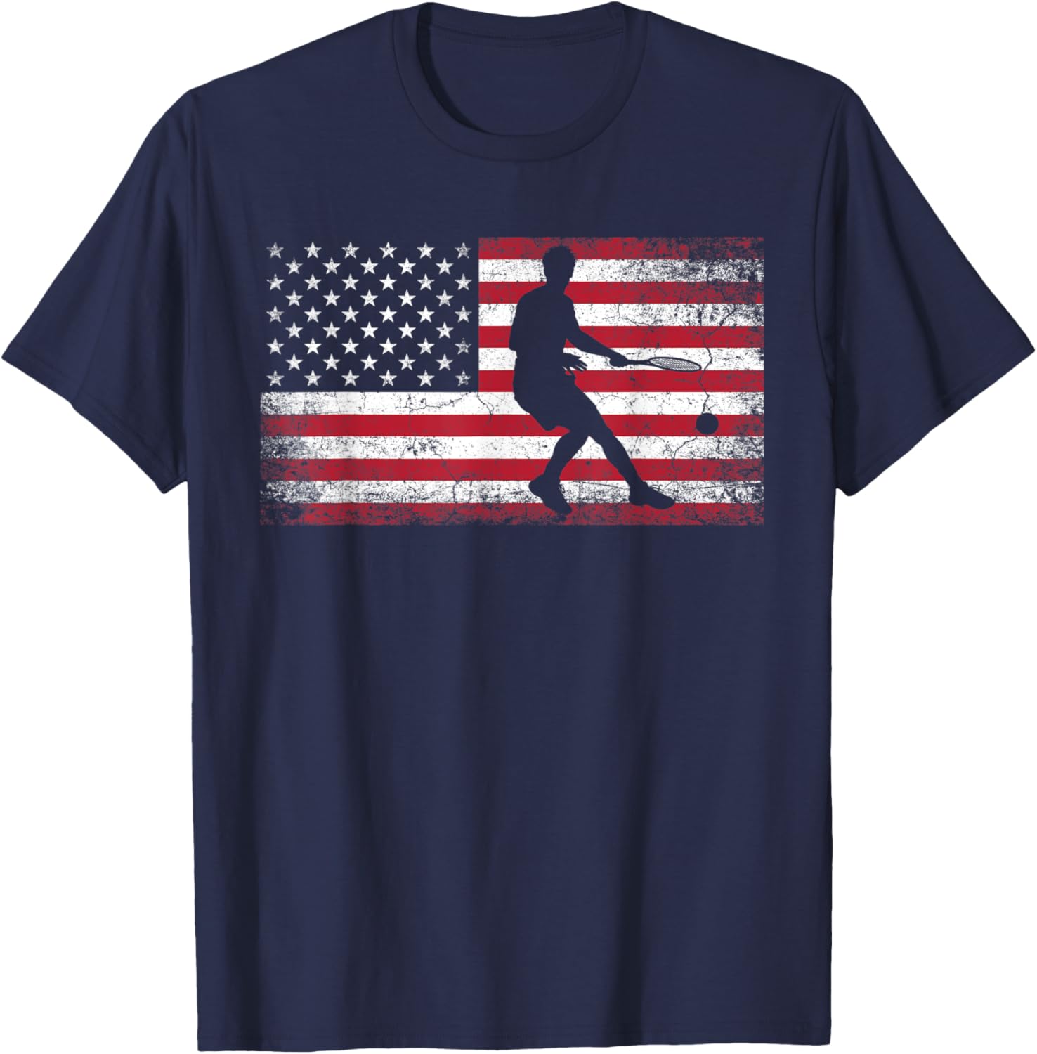 Tennis Racket Ball 4th of July Shirt American Flag America Kids Men T-Shirt - T-Shirt | Navy