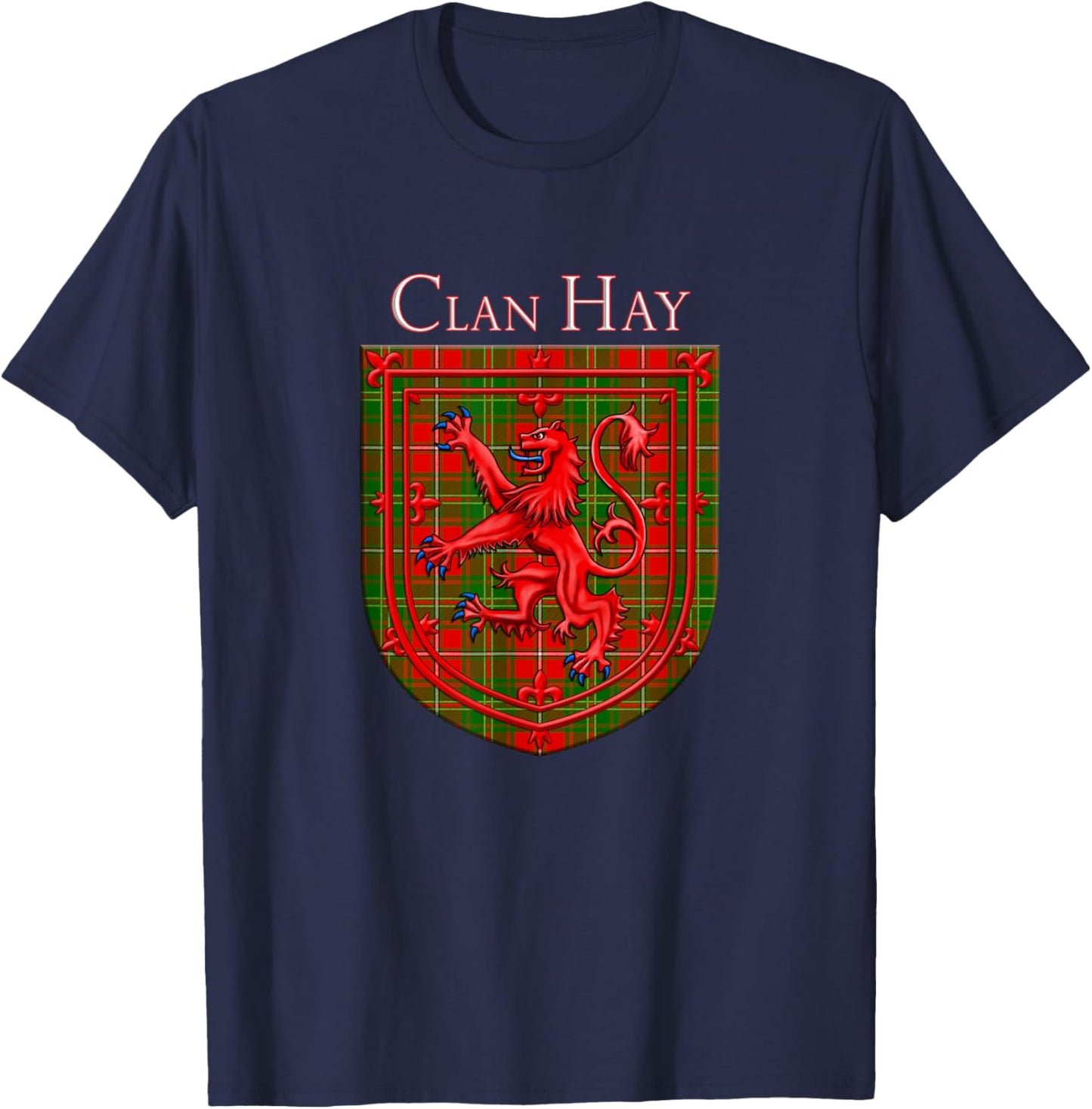 Hay Tartan Scottish Plaid Lion Rampant T-Shirt - T-Shirt | Navy