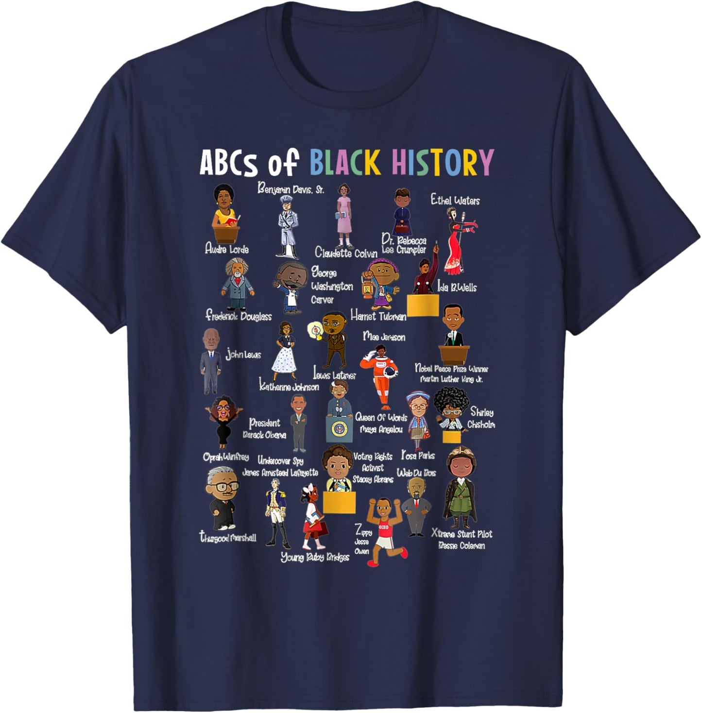 Abcs of Black History Month Juneteenth Day Black Men Women T-Shirt - T-Shirt | Navy