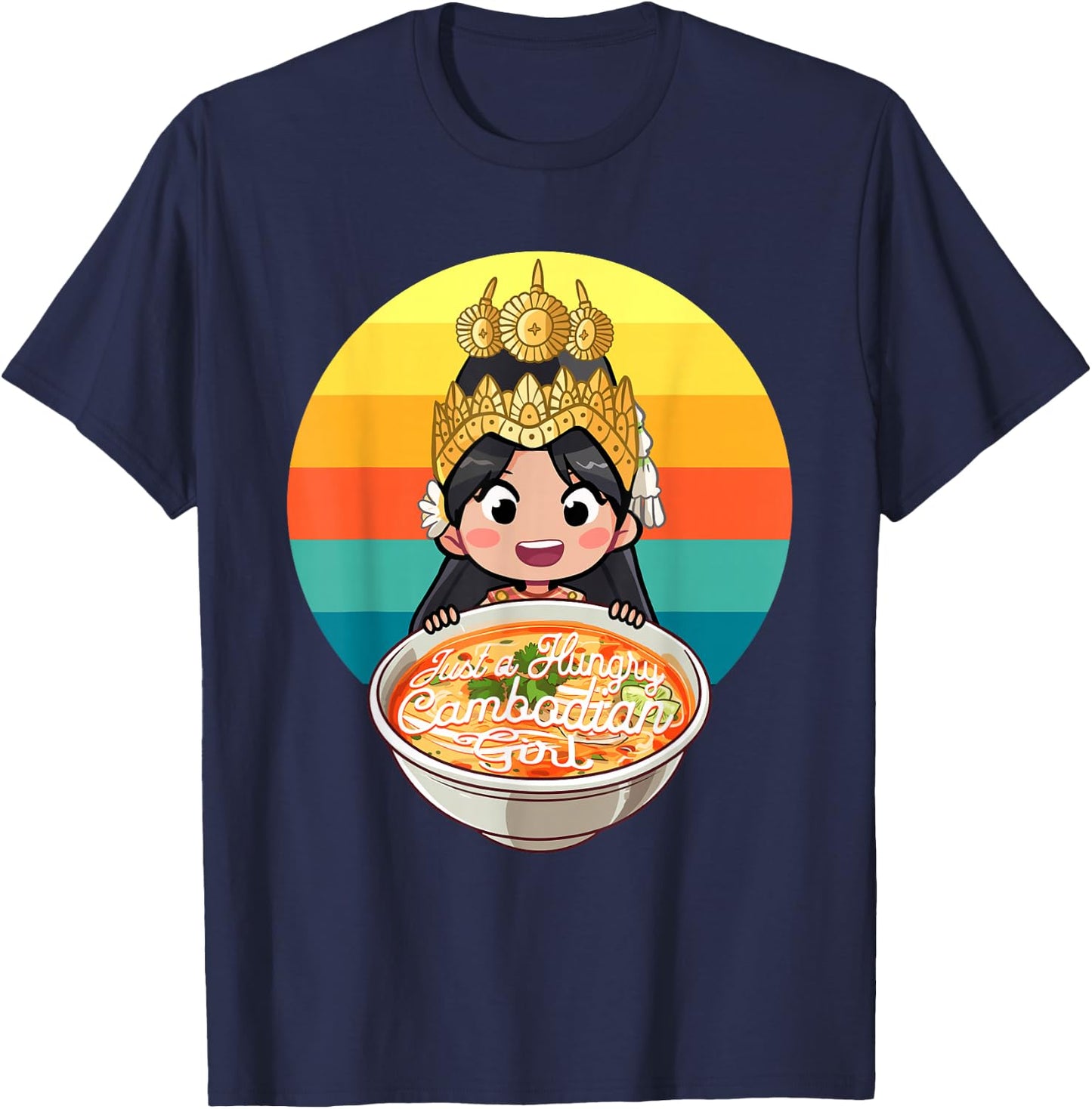 Khmer Cambodian Traditional Apsara Dancer Reamker Design T-Shirt - T-Shirt | Navy