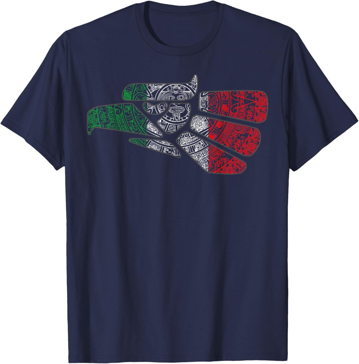Mexico Sacred Aztec Calendar Mexican Eagle Archeological T-Shirt - T-Shirt | Navy