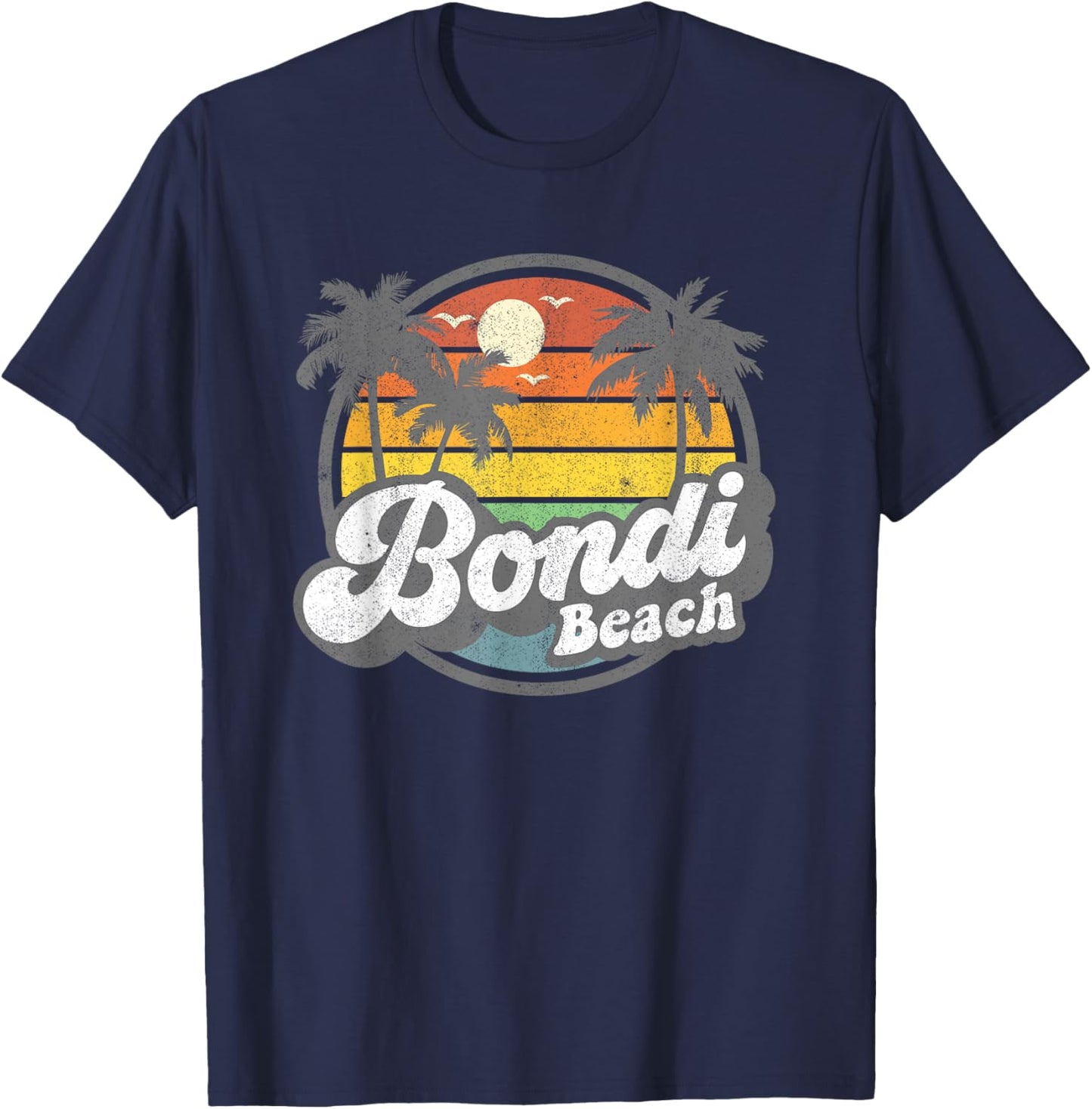 Bondi Beach Australia Retro 70s Vintage Beach Summer Gift T-Shirt - T-Shirt | Navy