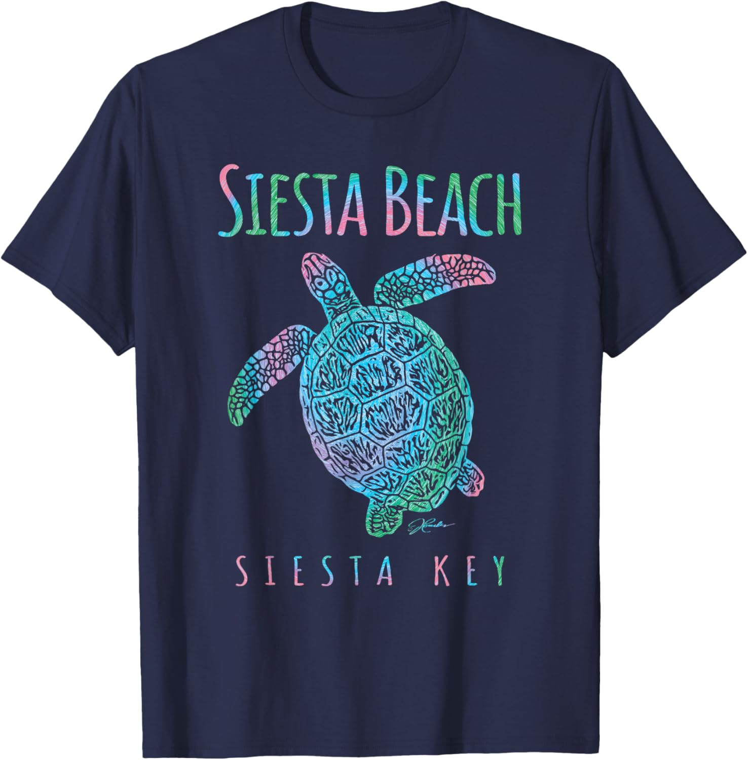 JCombs Siesta Beach Florida Sea Turtle T-Shirt - T-Shirt | Navy