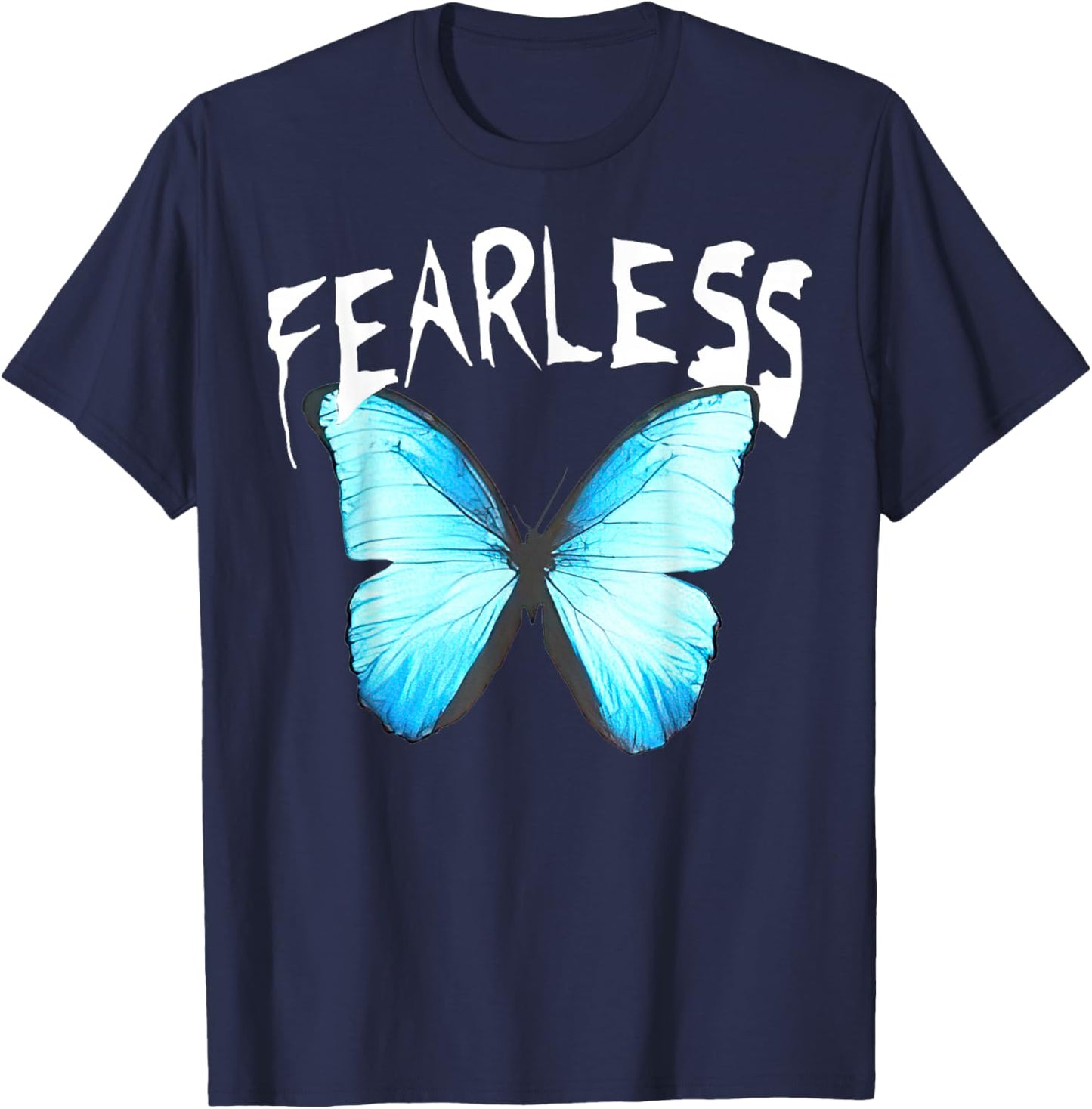 Humor Fearless Butterfly Cute Colorful Blue Butterfly T-Shirt - T-Shirt | Navy
