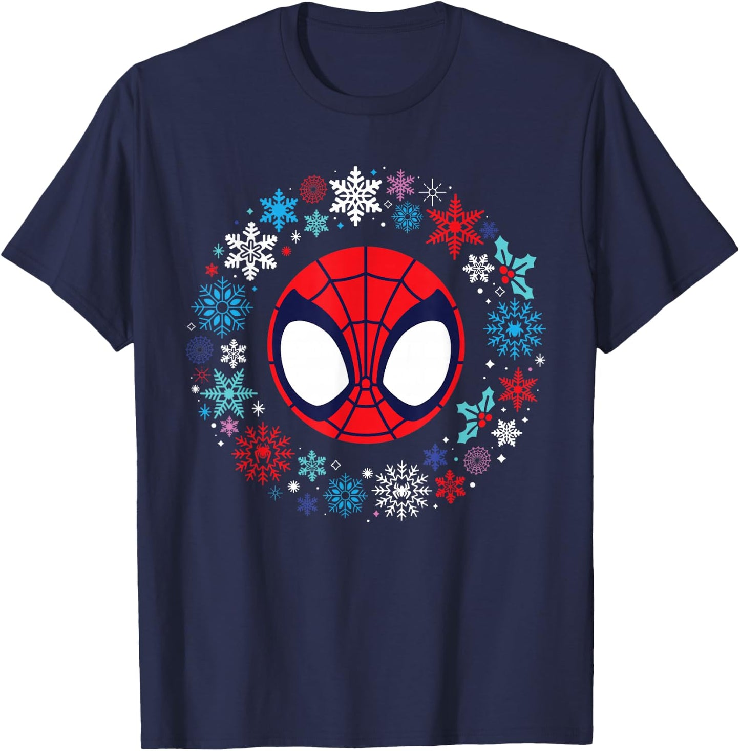 Marvel Spidey and His Amazing Friends Christmas Wreath T-Shirt - T-Shirt | Navy