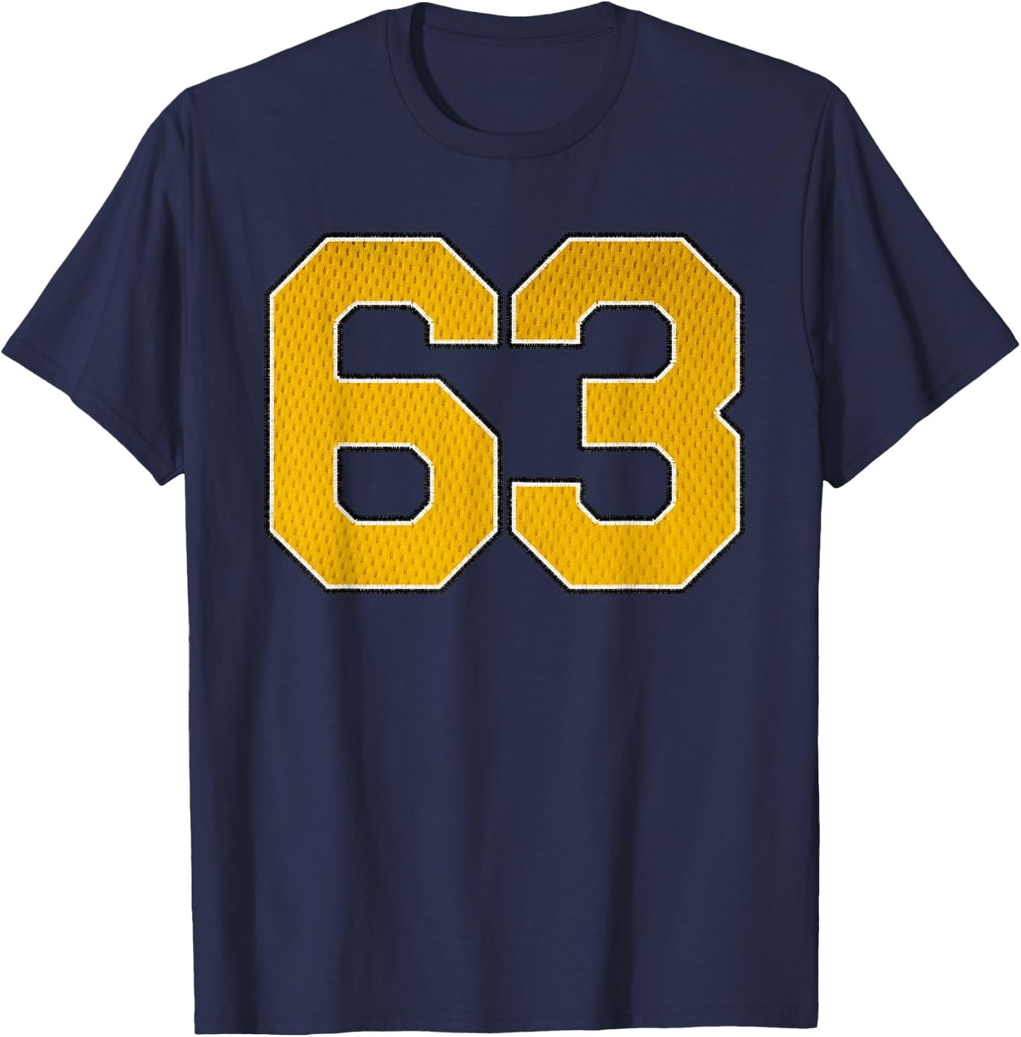 Gold Number 63 Athlete Sports Jersey Supporter Fanwear T-Shirt - T-Shirt | Navy