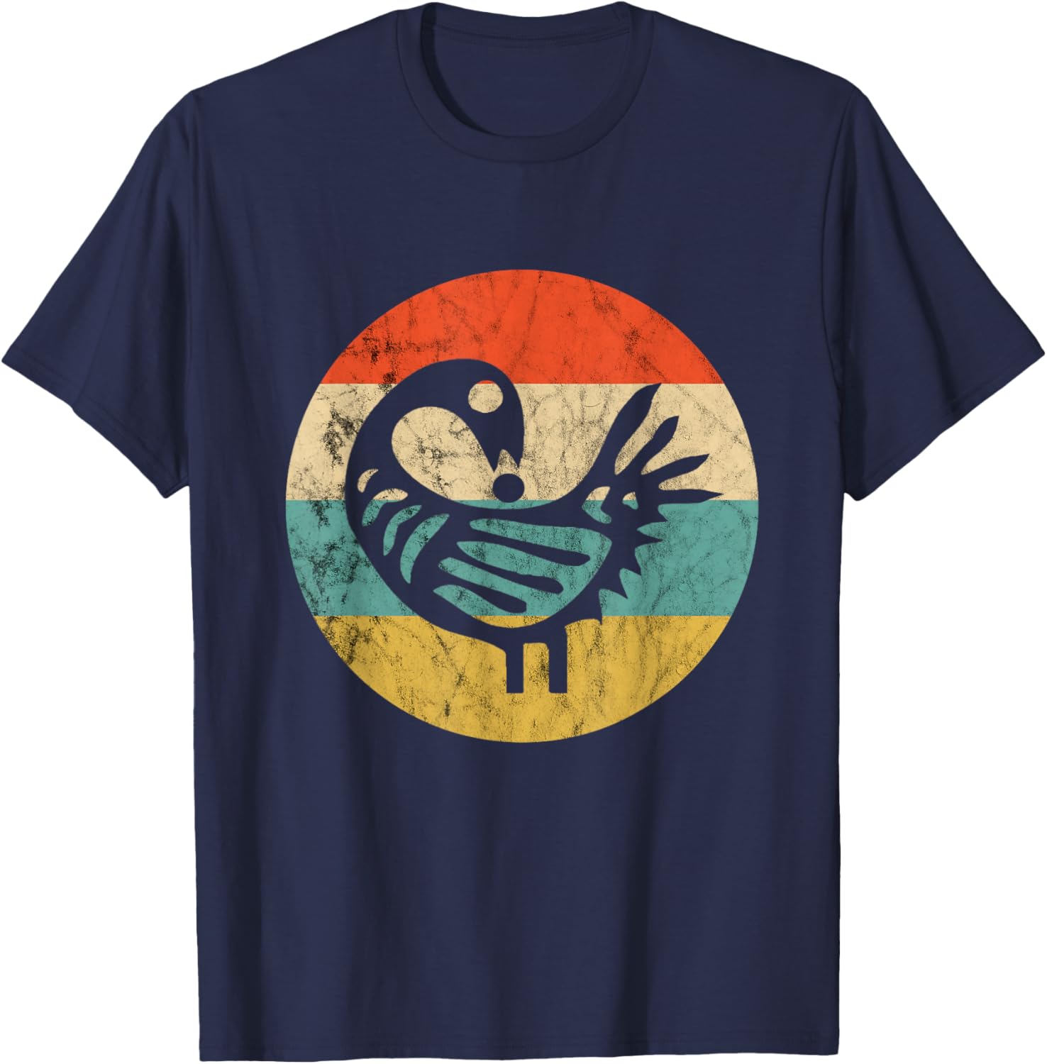Sankofa Retro Vintage Learn From The Past African Bird T-Shirt - T-Shirt | Navy