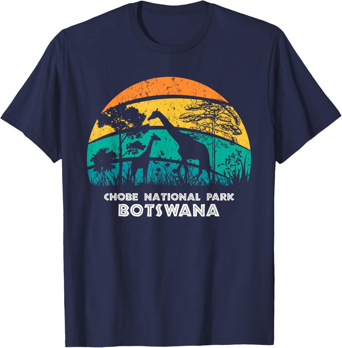 Vintage Retro Chobe National Park, Botswana Africa Safari Gi T-Shirt - T-Shirt | Navy