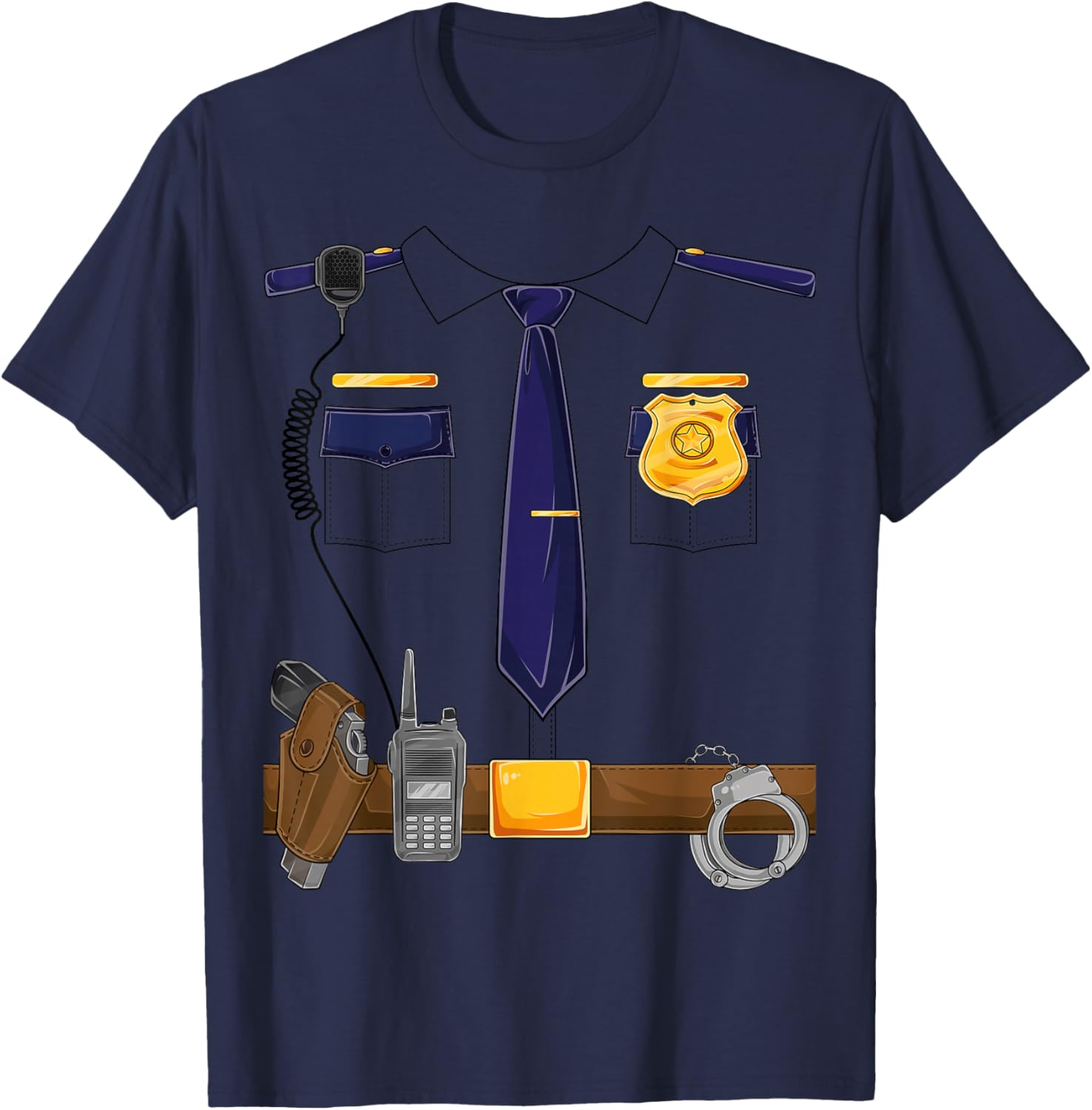 Halloween Police Costume Policeman Police Officer Kids Men Small T-Shirt - T-Shirt | Navy