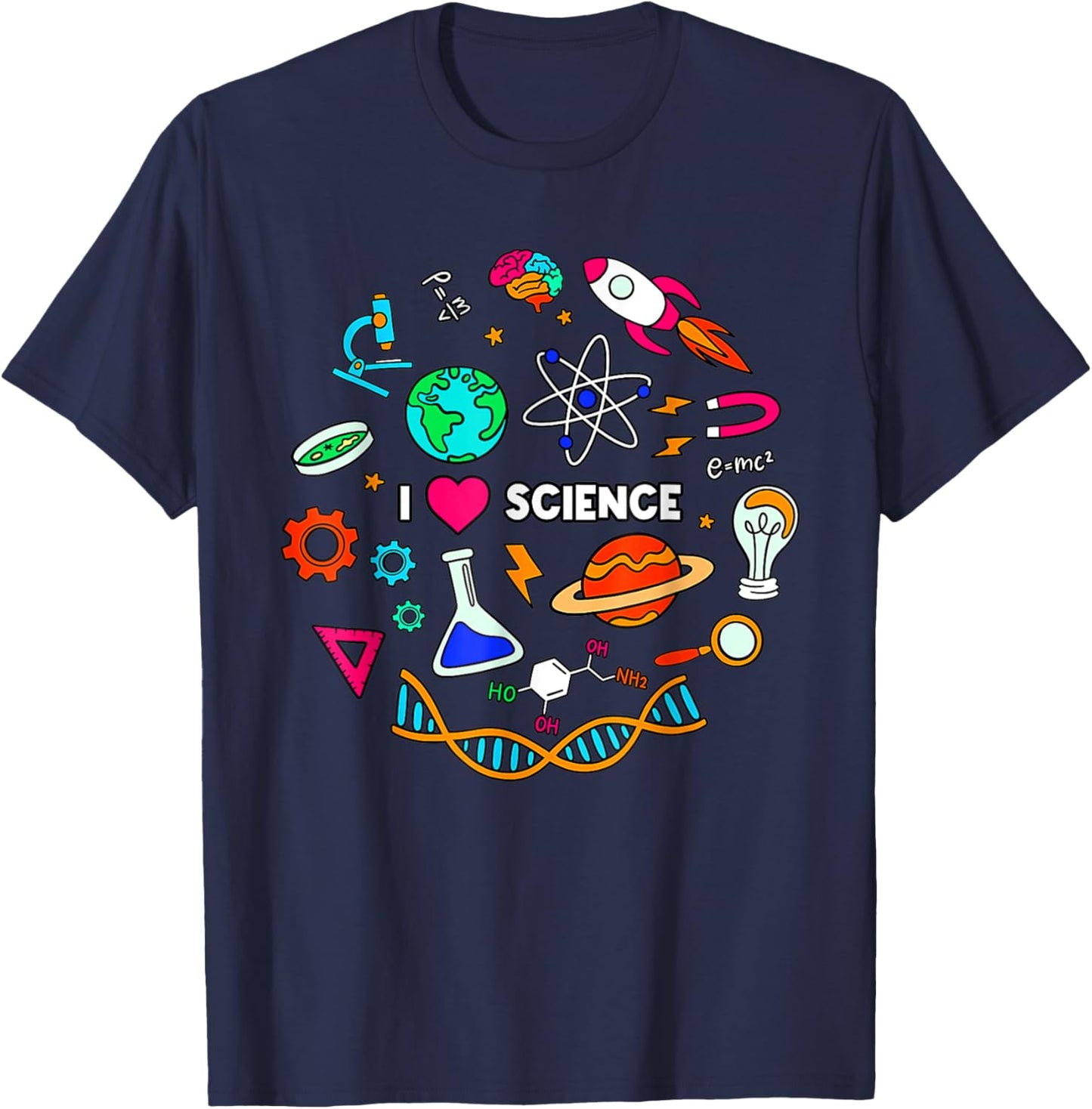 I Love Science Kids Science Lovers Gifts Ideas T-Shirt - T-Shirt | Navy