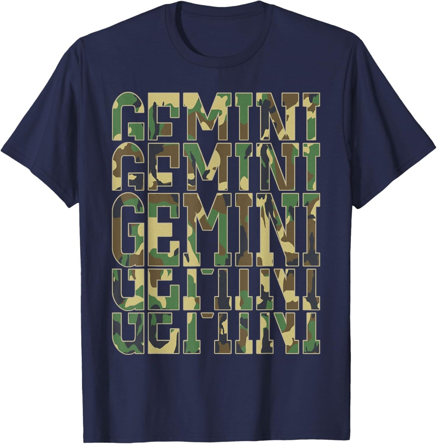 Gemini June King Man Born In May Zodiac Camouflage Birthday T-Shirt - T-Shirt | Navy