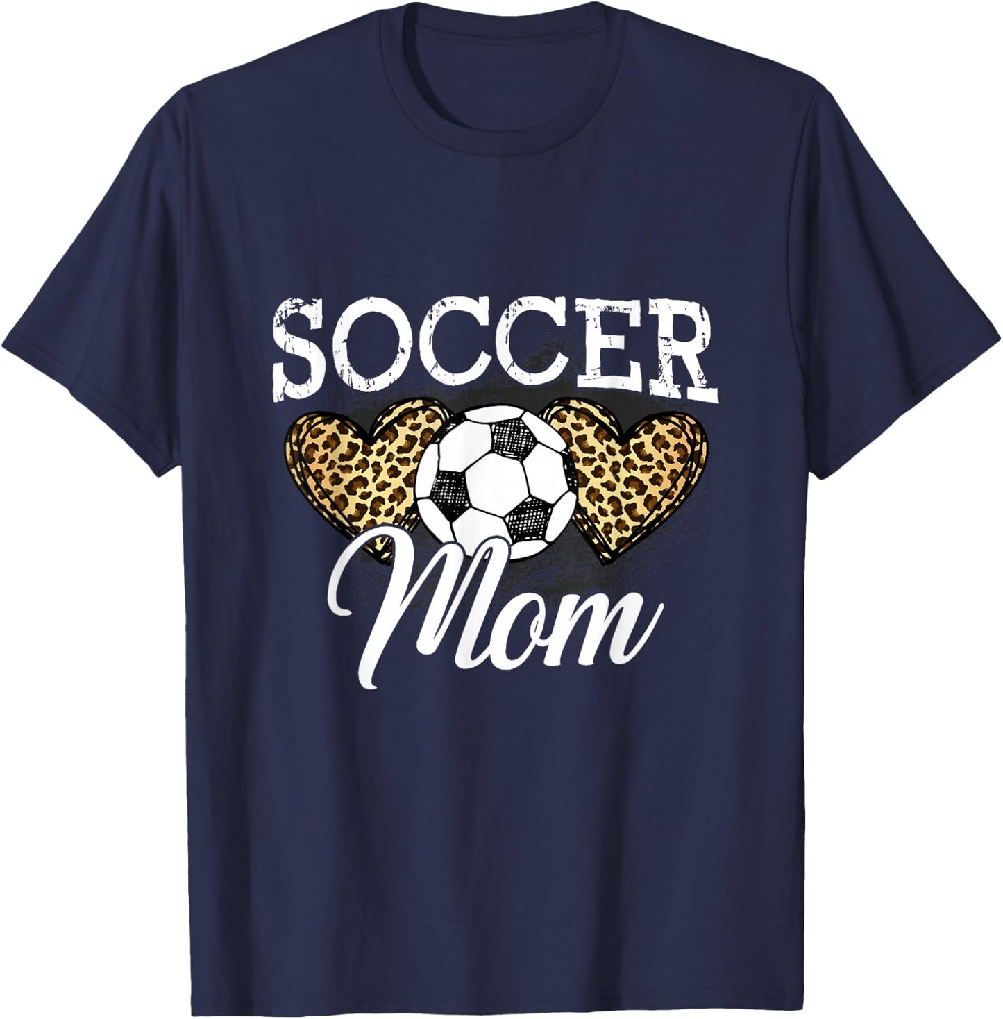 Soccer Shirt Mom Mother Leopard Soccer Mom T-Shirt - T-Shirt | Navy