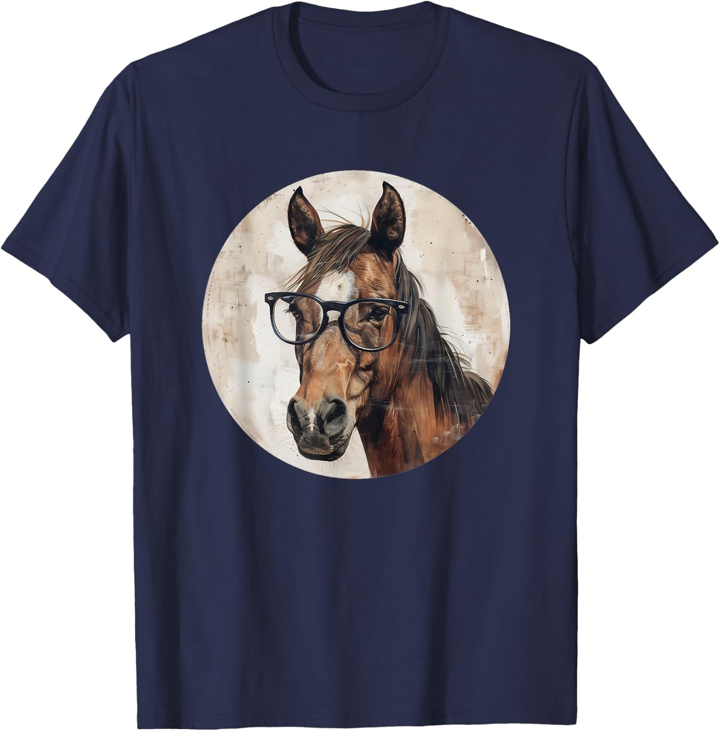 Funny Horse with Glasses Equestrian Riding T-Shirt - T-Shirt | Navy