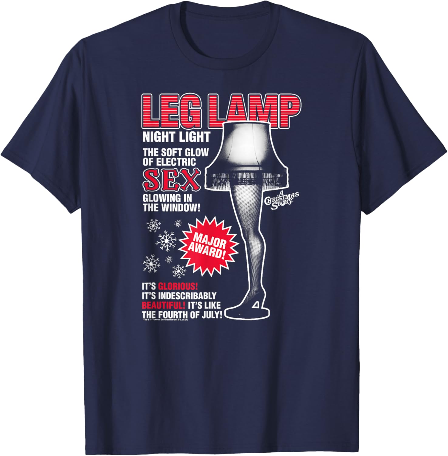 A Christmas Story Leg Lamp Vintage Ad Funny Holiday T-Shirt - T-Shirt | Navy