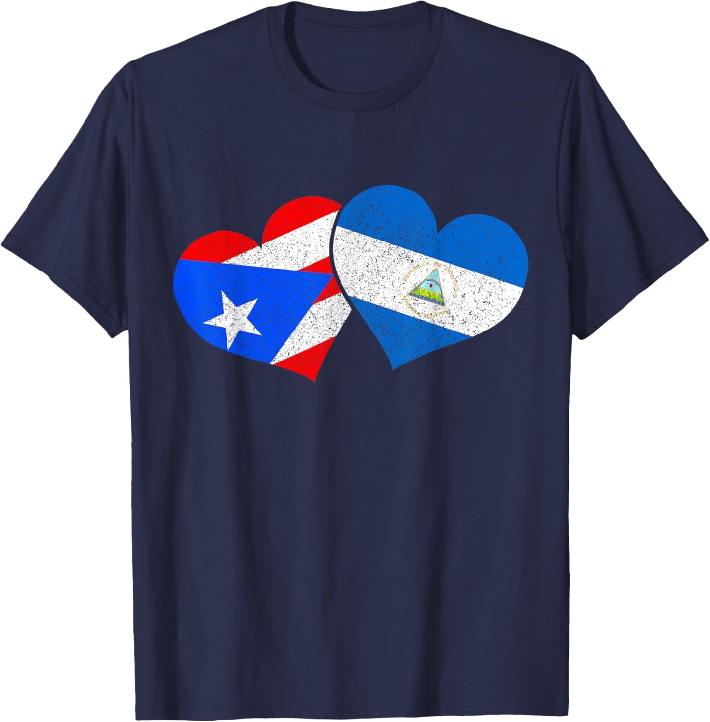 Puerto Rico Nicaragua Nica Heritage Puerto Rican Flag T-Shirt - T-Shirt | Navy