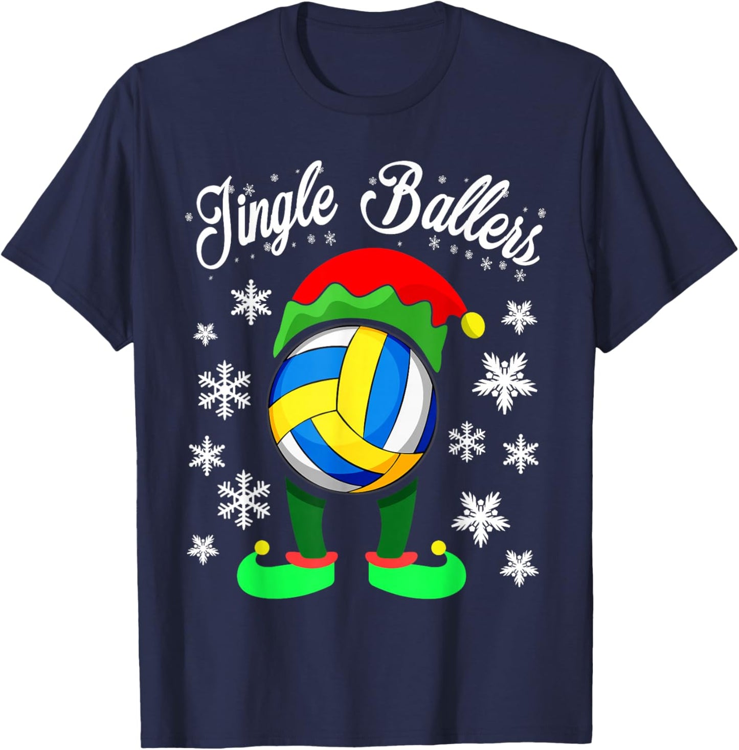 Elf Christmas Volleyball Matching Family Party Pajama Kids T-Shirt - T-Shirt | Navy