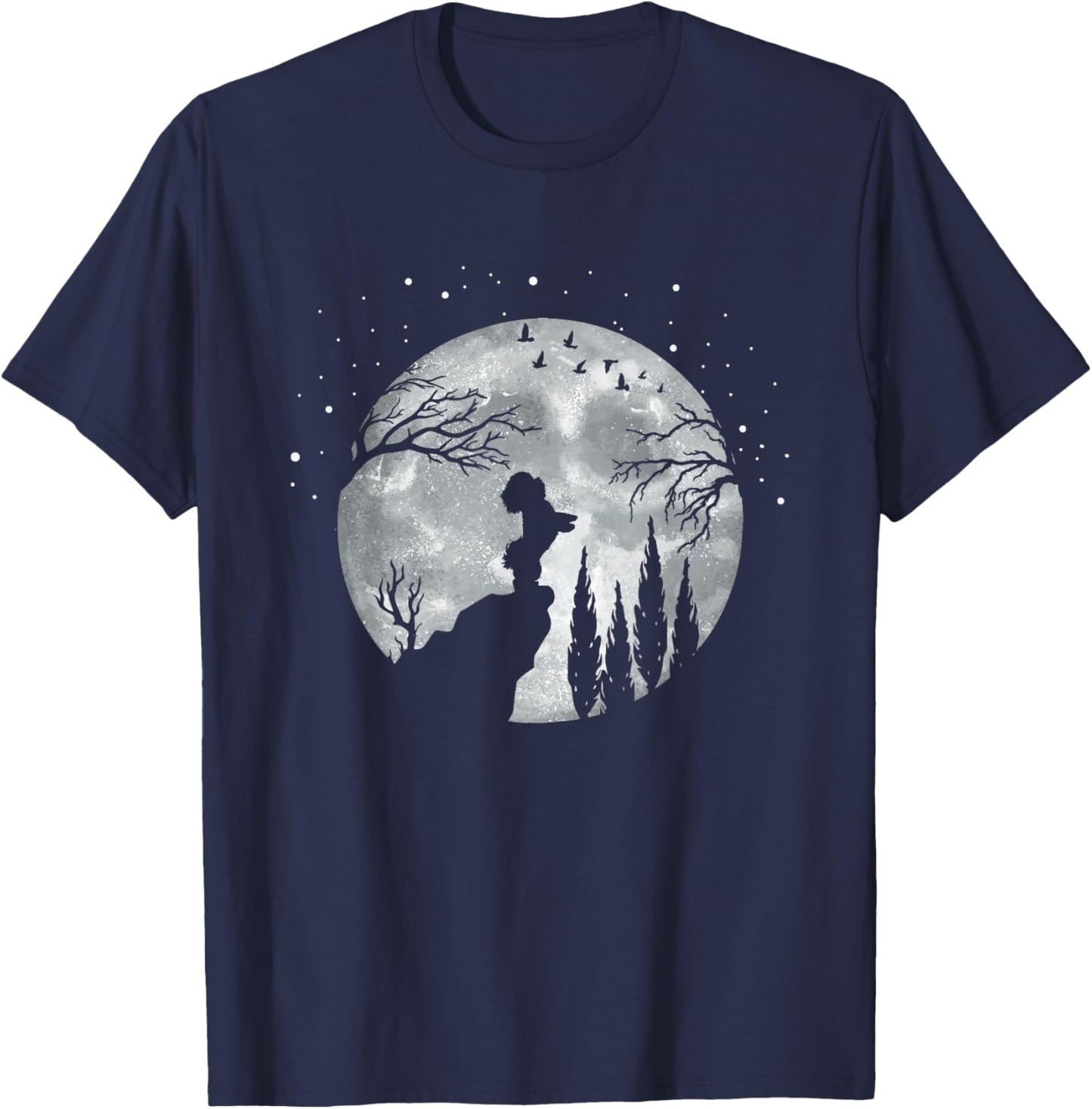 Bichon Frise Pet Dog Full Moon At Night - Bichon Frise Dogs Men Women Girls Kids T-Shirt - T-Shirt | Navy