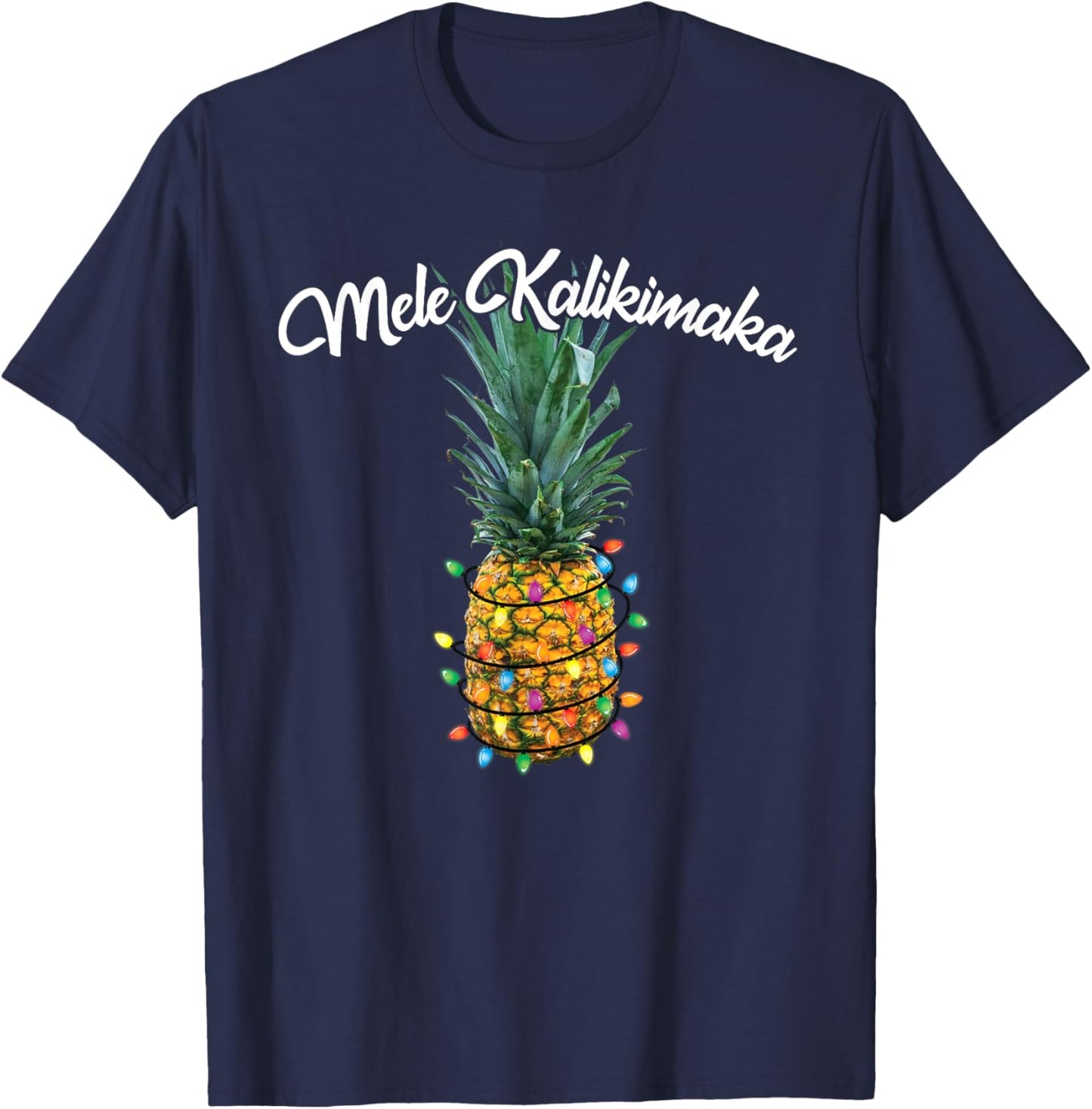 Mele Kalikimaka Shirt Hawaiian Funny Christmas Pineapple T-Shirt - T-Shirt | Navy