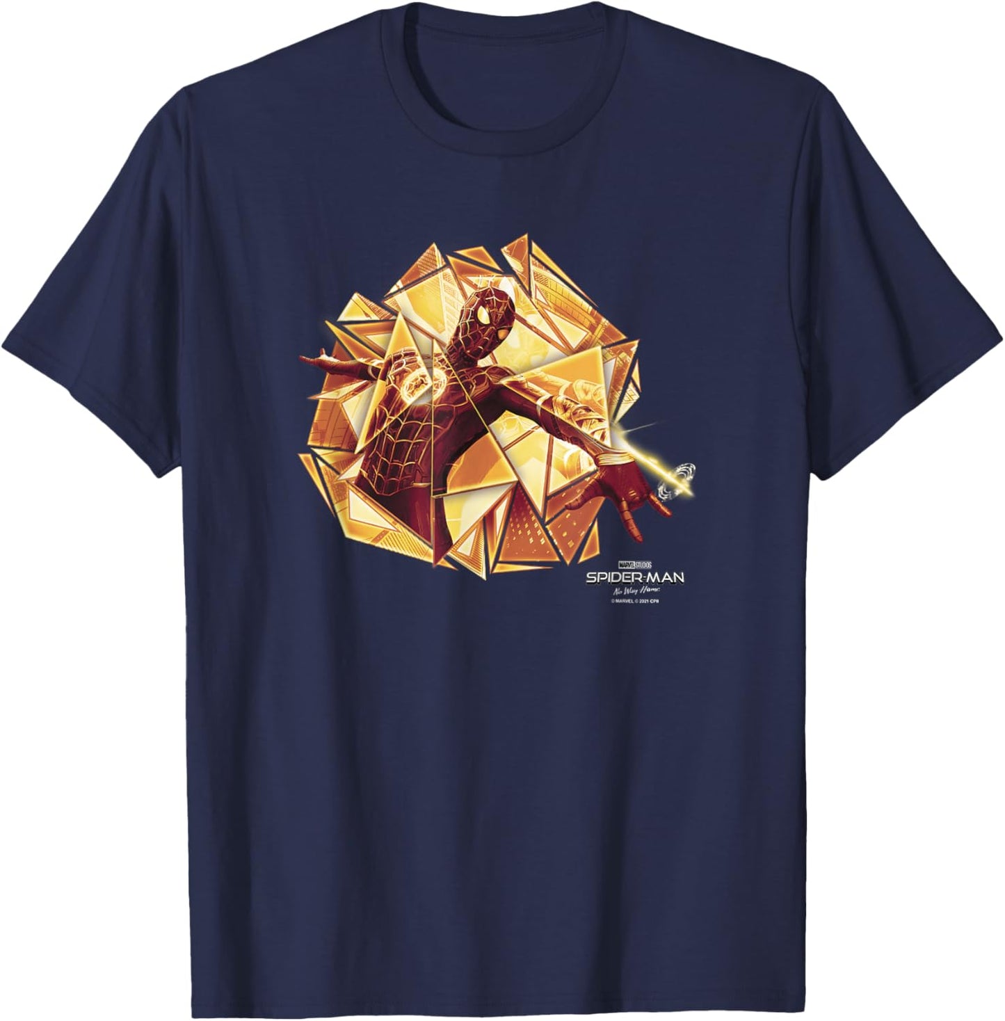 Marvel Spider-Man No Way Home Spider-Man Golden Web Shot T-Shirt - T-Shirt | Navy