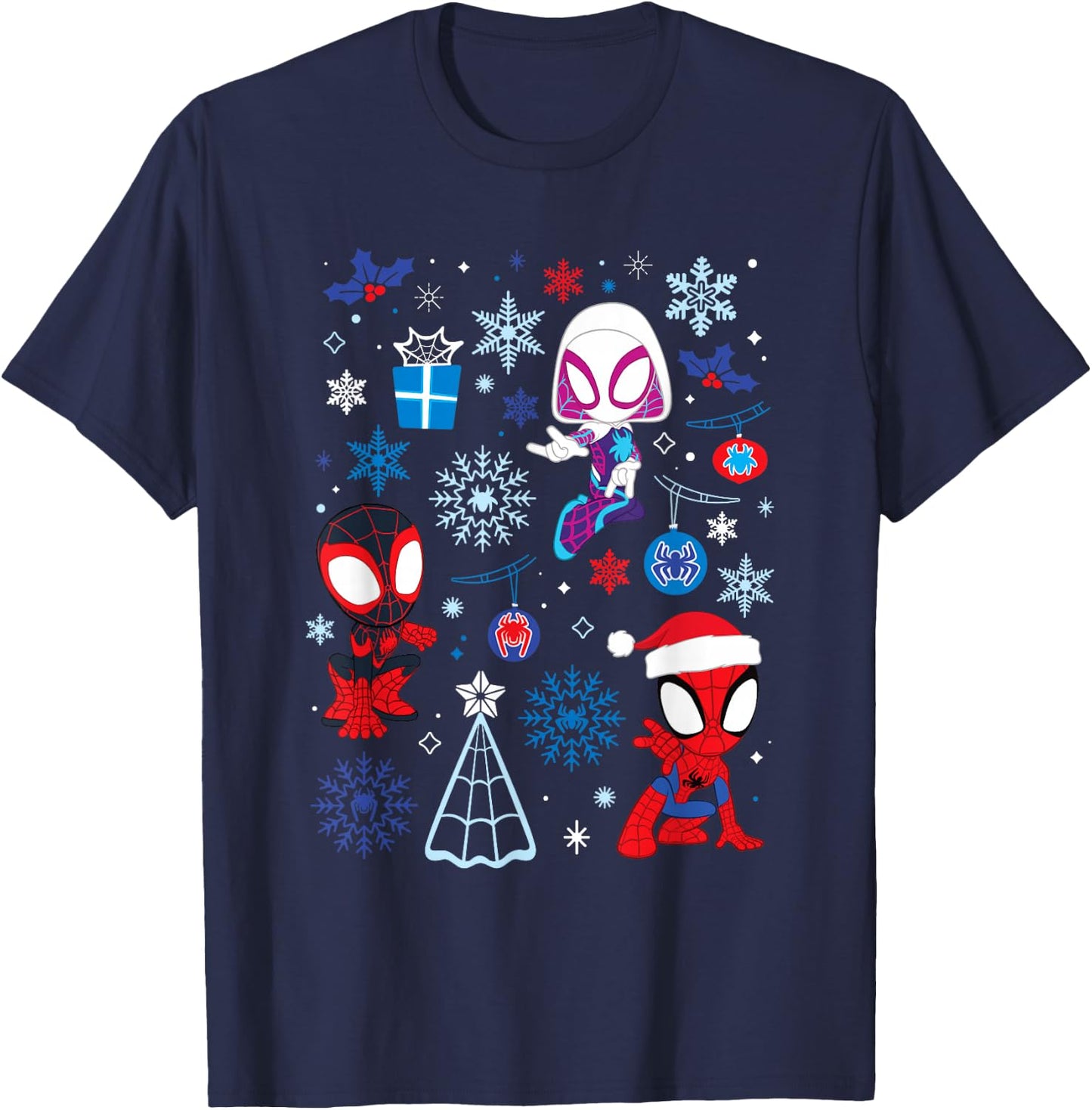 Marvel Spidey and His Amazing Friends Christmas Holiday Icon T-Shirt - T-Shirt | Navy
