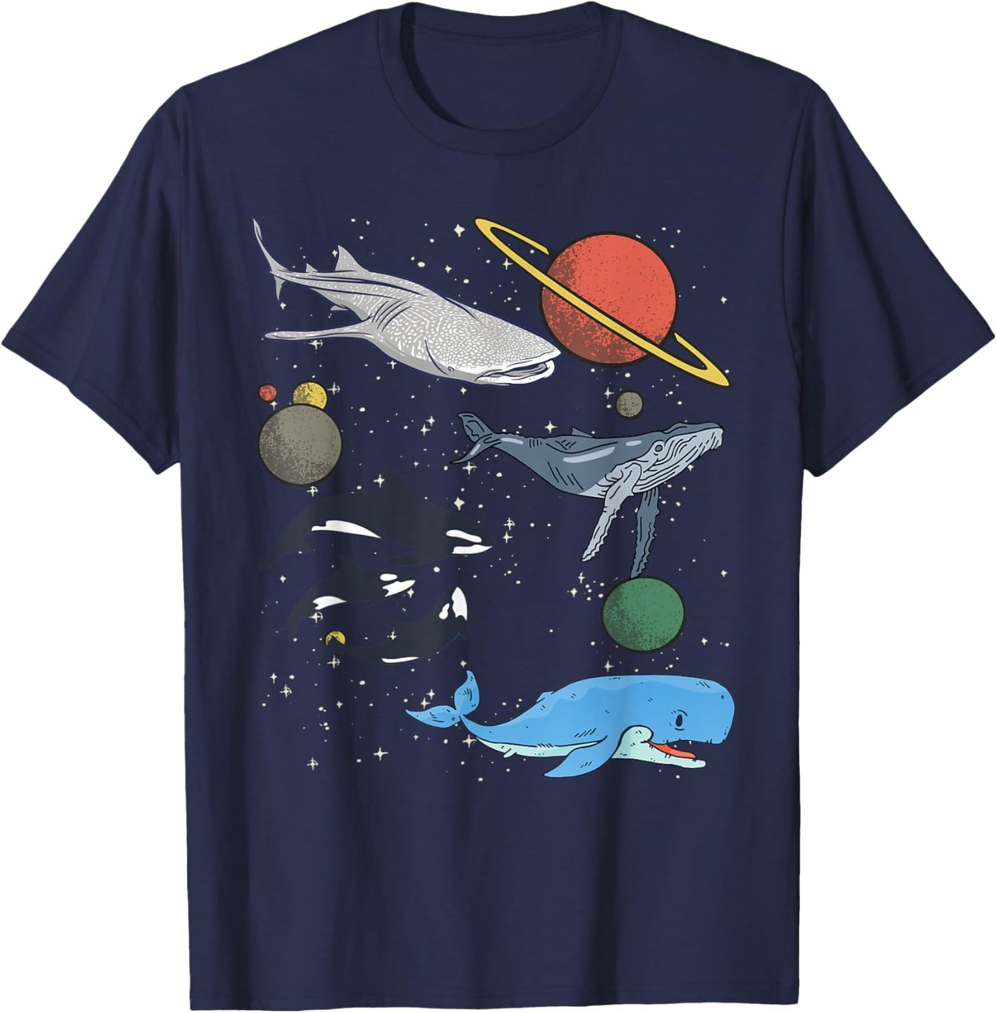 Galaxy Space White Shark Fin Costume Adult shark T-Shirt - T-Shirt | Navy