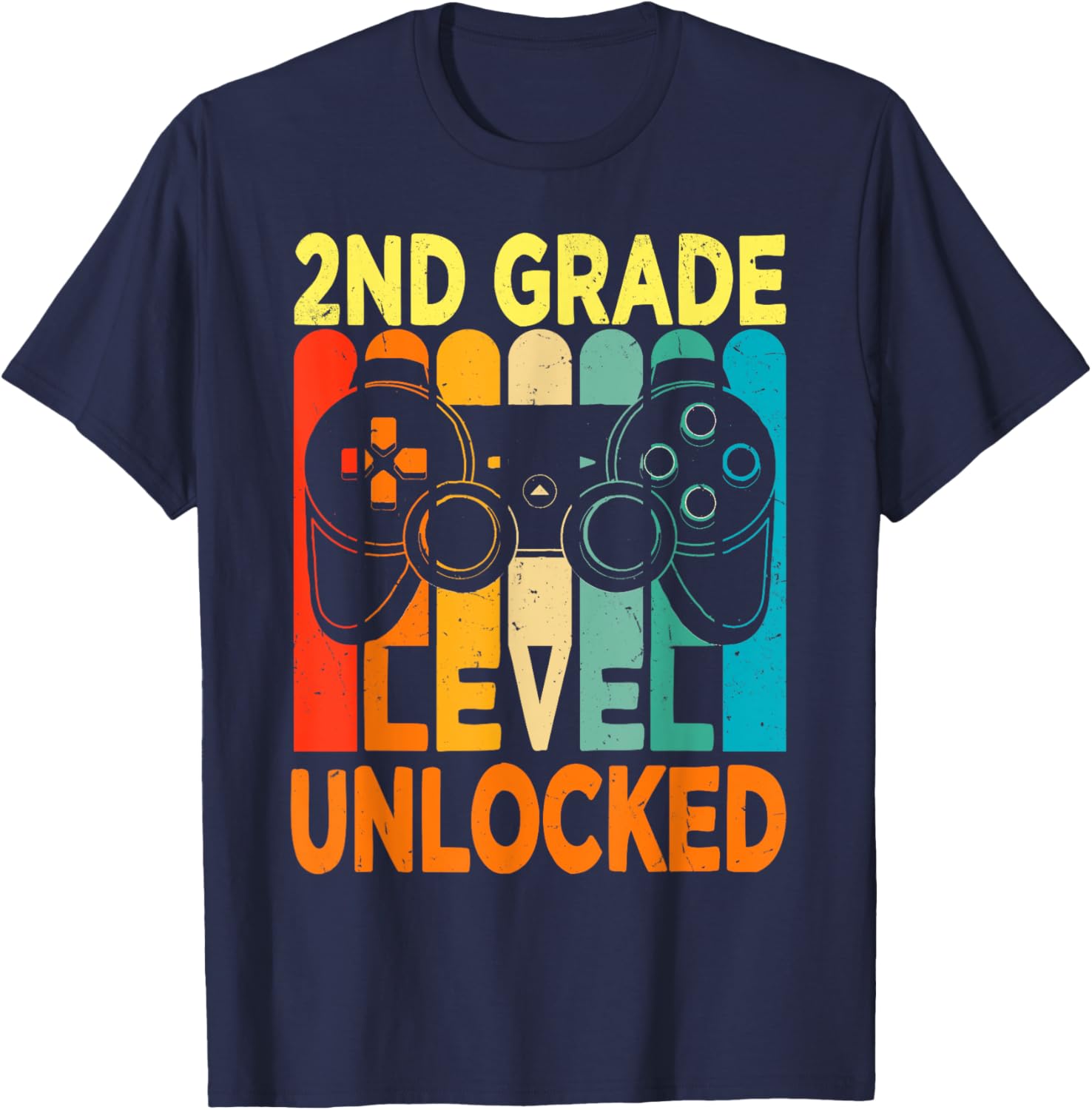 Hello 2nd Grade Level Unlocked Video Game Back to School Boy T-Shirt - T-Shirt | Navy