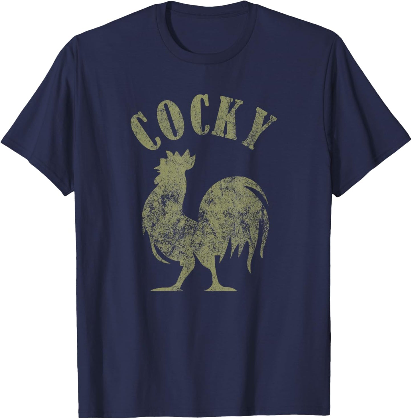 Funny Vintage Retro Distressed Cocky Rooster Lover Men T-Shirt - T-Shirt | Navy