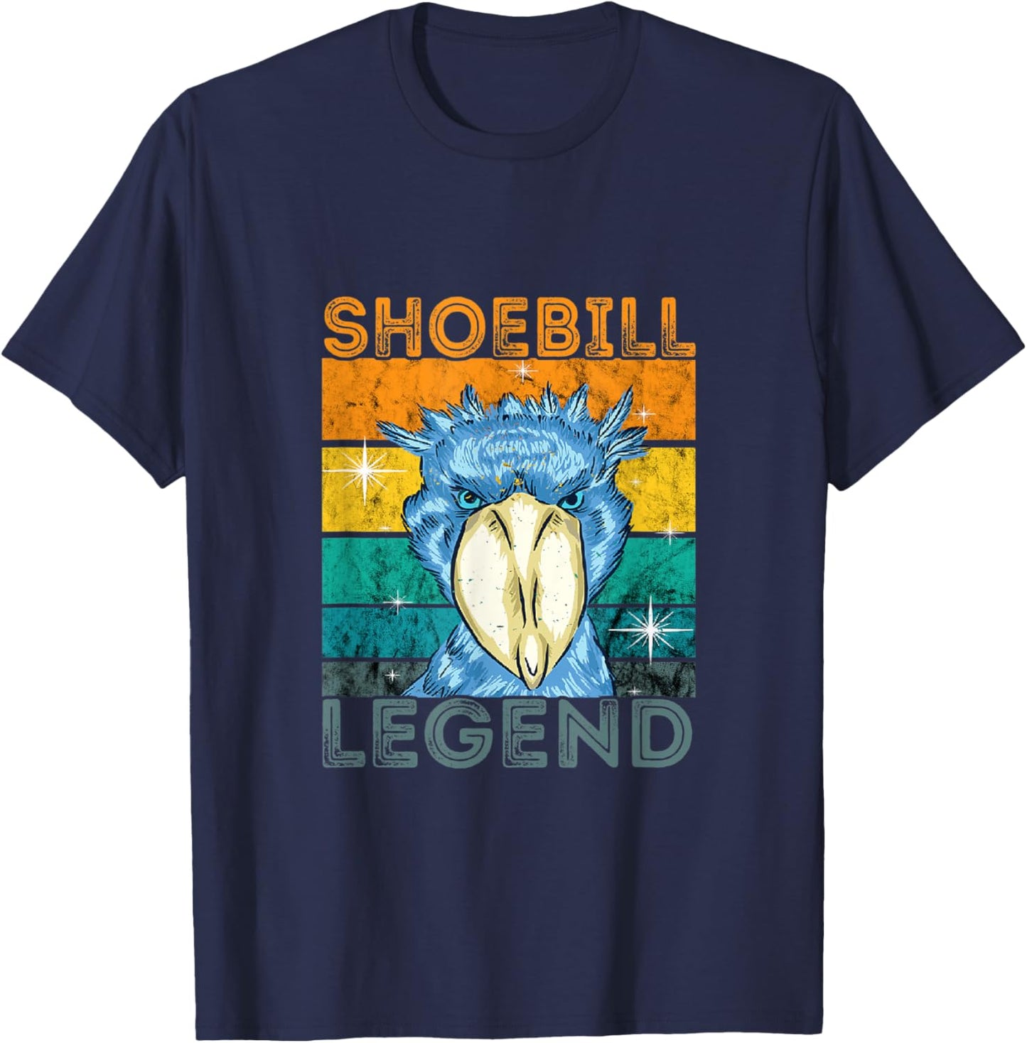 Shoebill Bird Shebill Legend Vintage Retro African Bird T-Shirt - T-Shirt | Navy