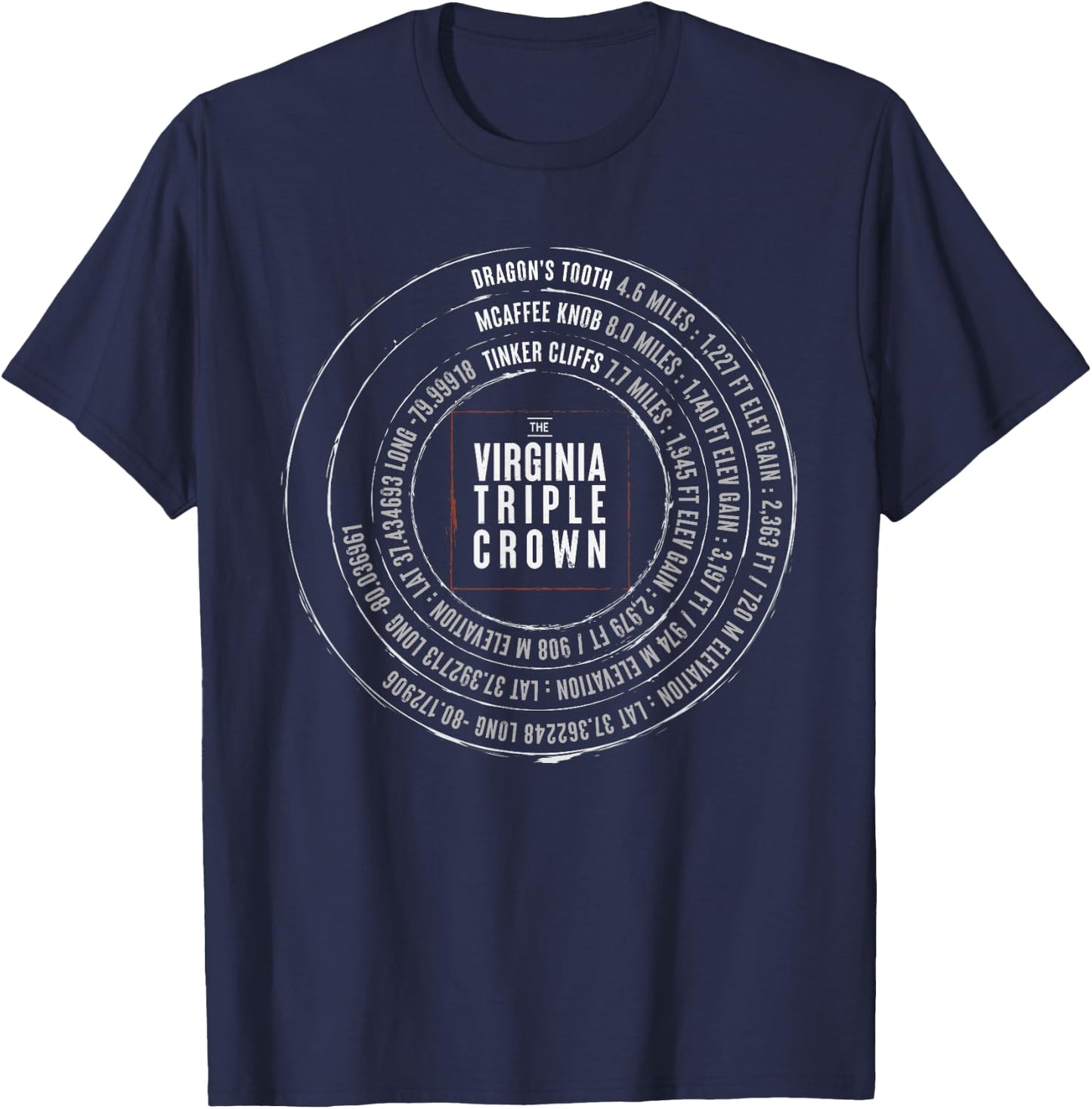 Virginia Triple McAfee Knob Dragons Tooth Tinker Cliffs Hike T-Shirt - T-Shirt | Navy