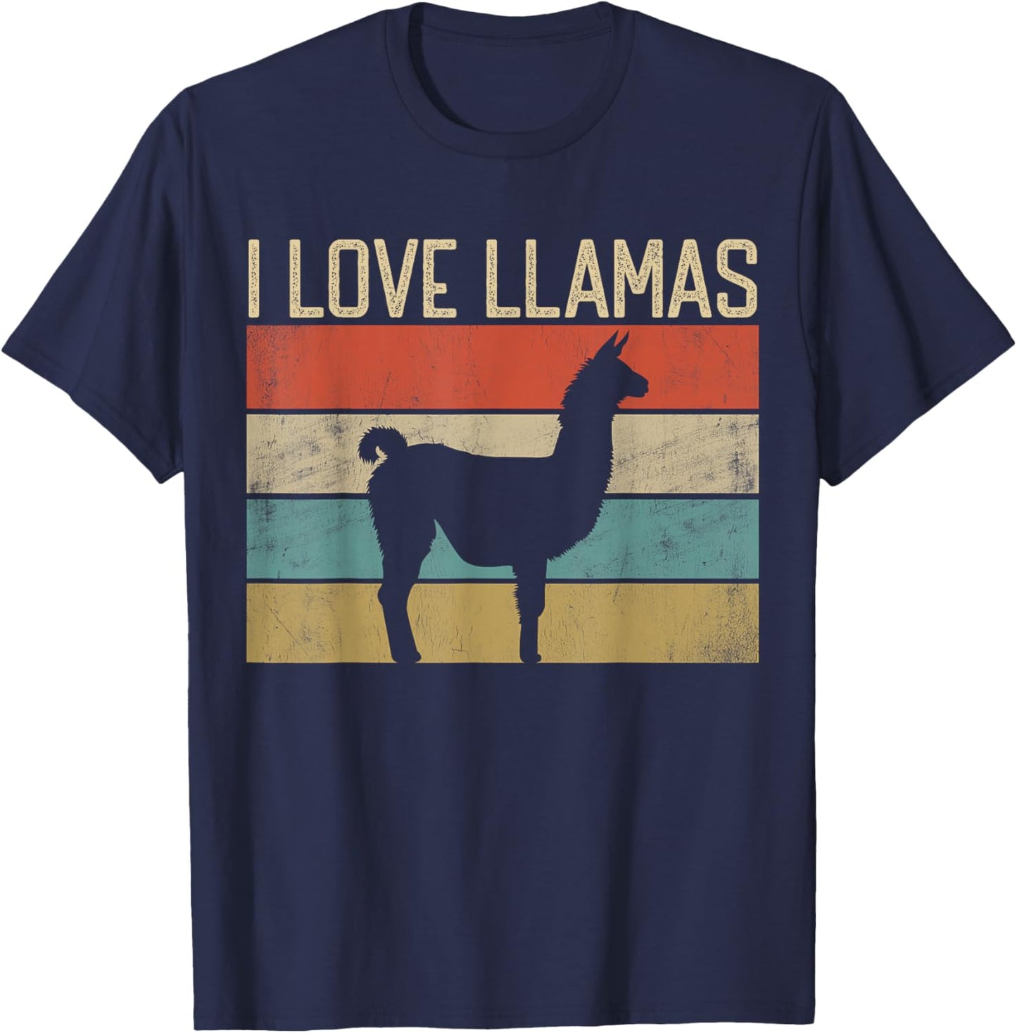 I Love Llamas I like My Llama Lover Vintage Cute Wild Animal T-Shirt - T-Shirt | Navy