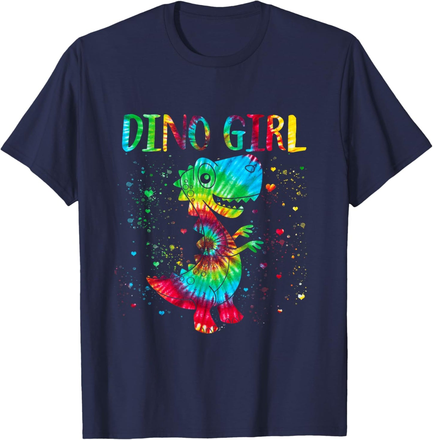 Dino Girl Dinosaur Lover Tie Dye Cute T-rex Halloween T-Shirt - T-Shirt | Navy