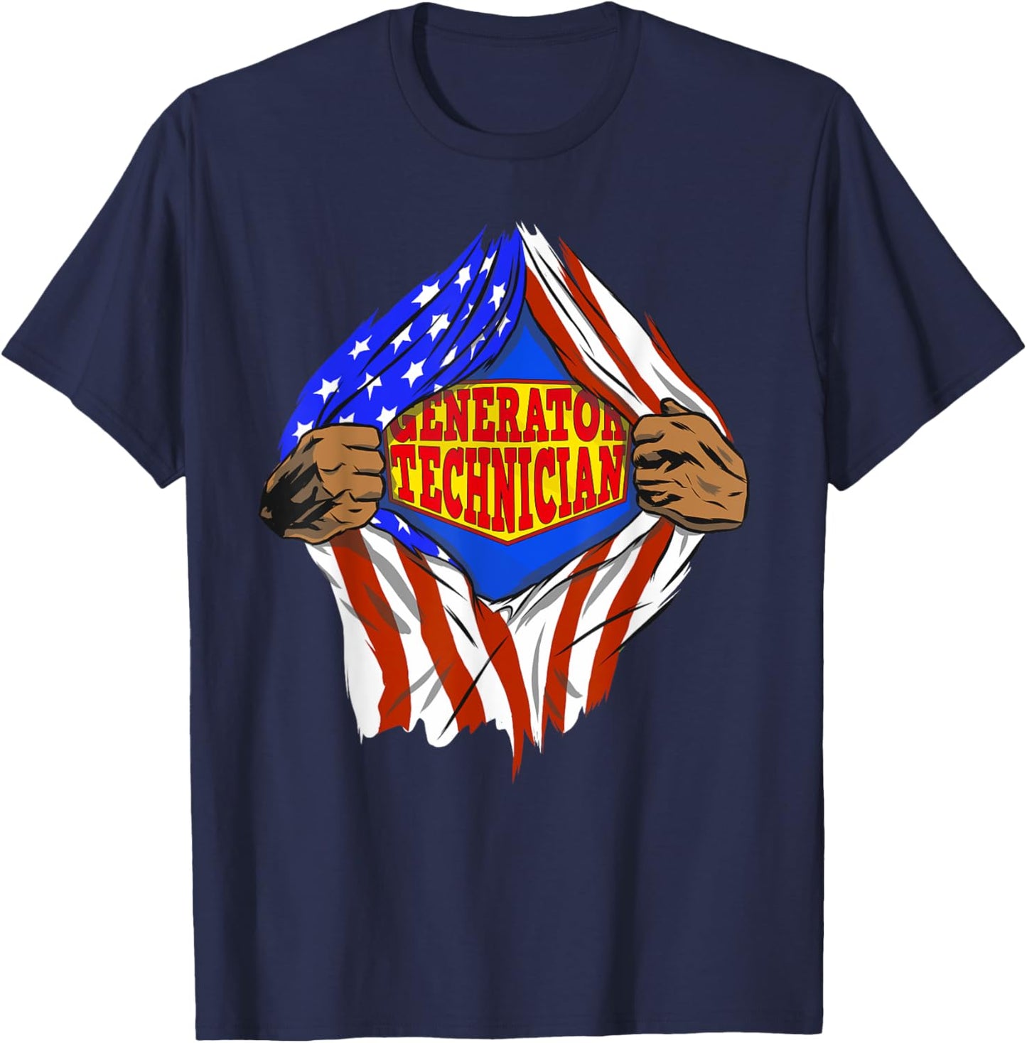Funny Super Generator Technician Hero Job T-Shirt - T-Shirt | Navy