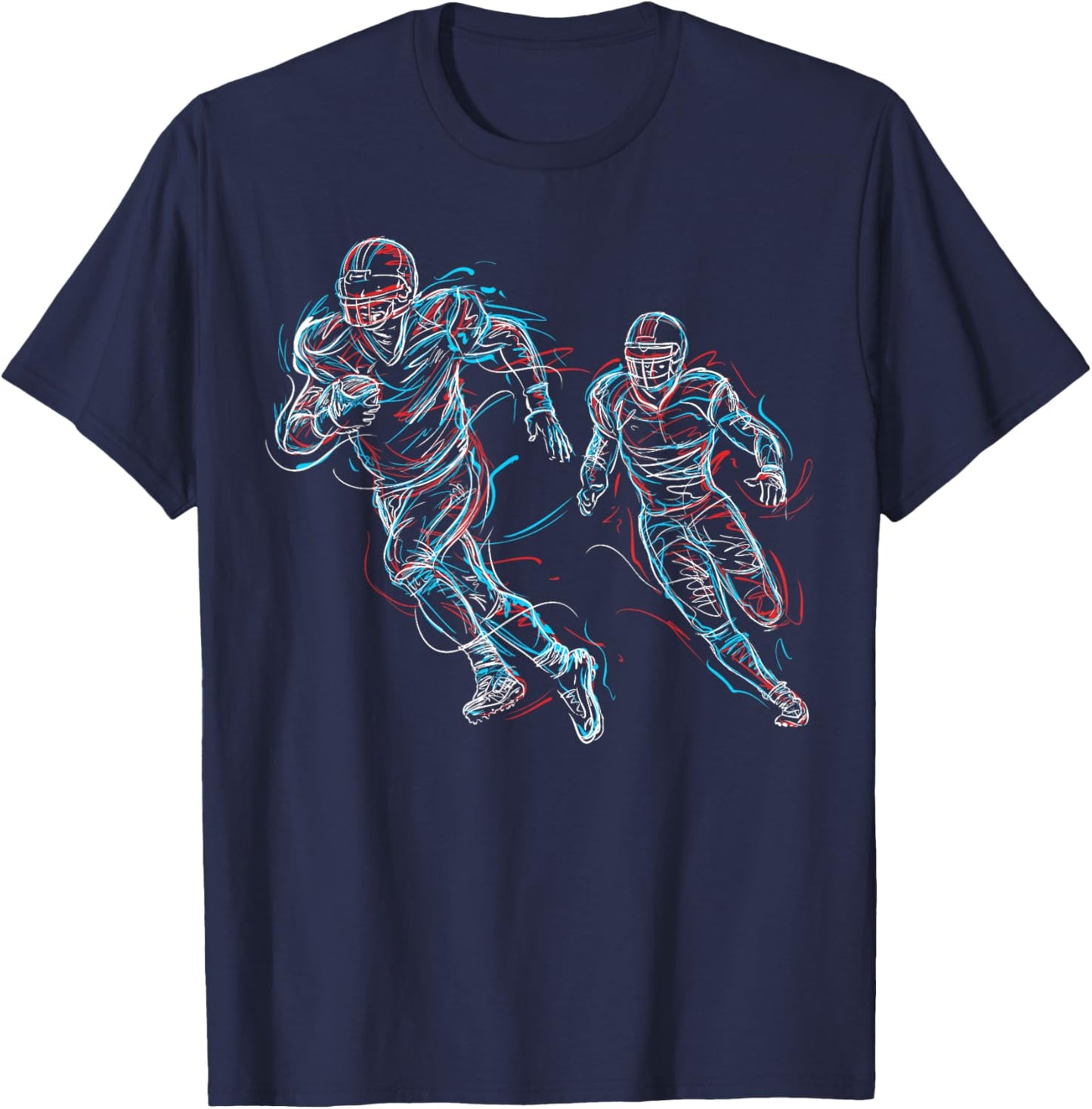 Abstract Art Football Player Running T-Shirt - T-Shirt | Navy