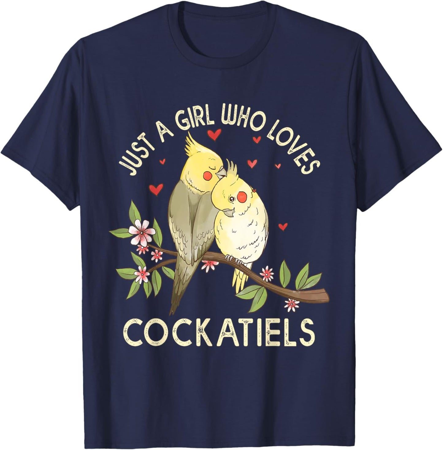 Cockatiels Love Birds Couple Valentines Day Cute Parrot Birb T-Shirt - T-Shirt | Navy