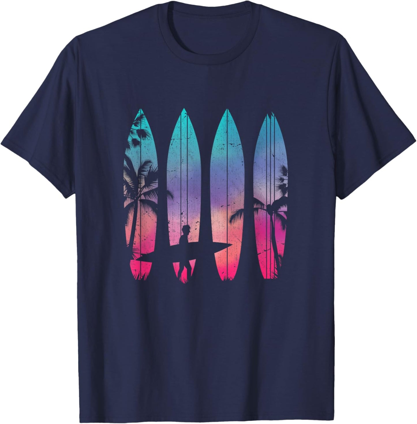 Tropical Beach Surf Surfboard Surfing Surfer Ocean Surfing T-Shirt - T-Shirt | Navy