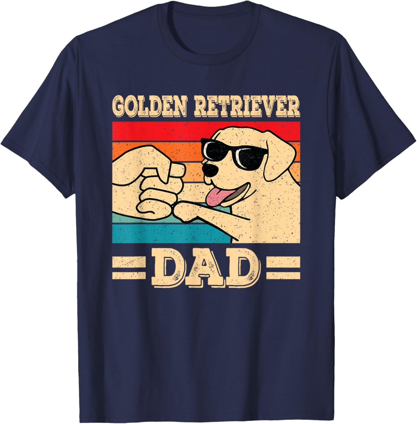 Funny Golden Retriever Dad Dog Retro Men T-Shirt - T-Shirt | Navy