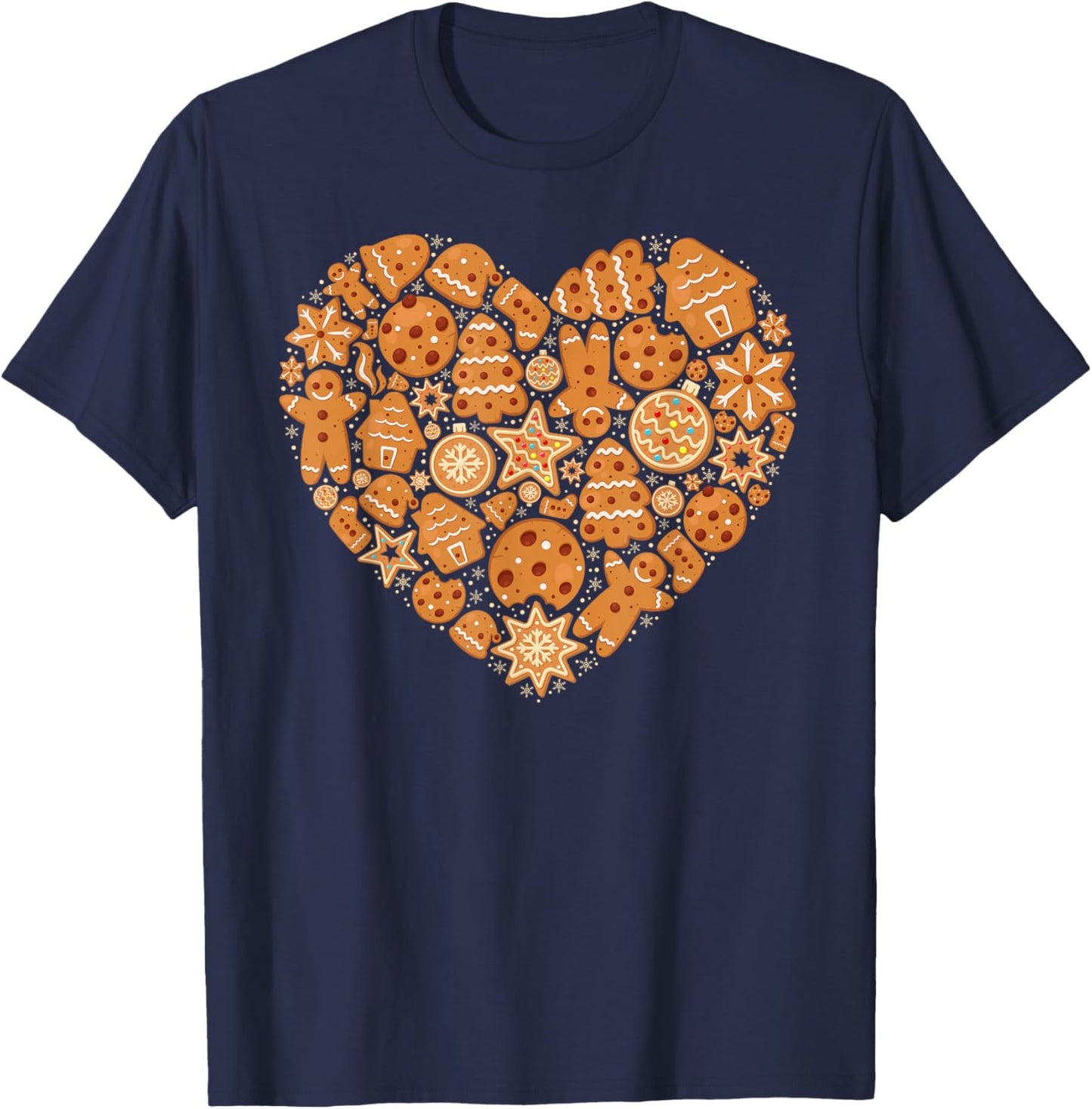 Bake Baking Gingerbread Man Christmas Cookie Heart T-Shirt - T-Shirt | Navy