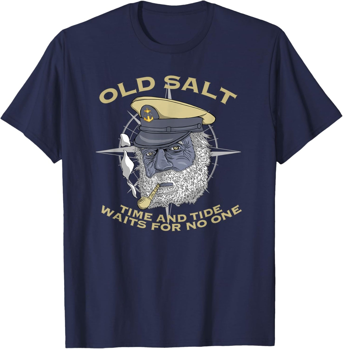 Old Salt Time and Tide Waits for No One T-Shirt - T-Shirt | Navy