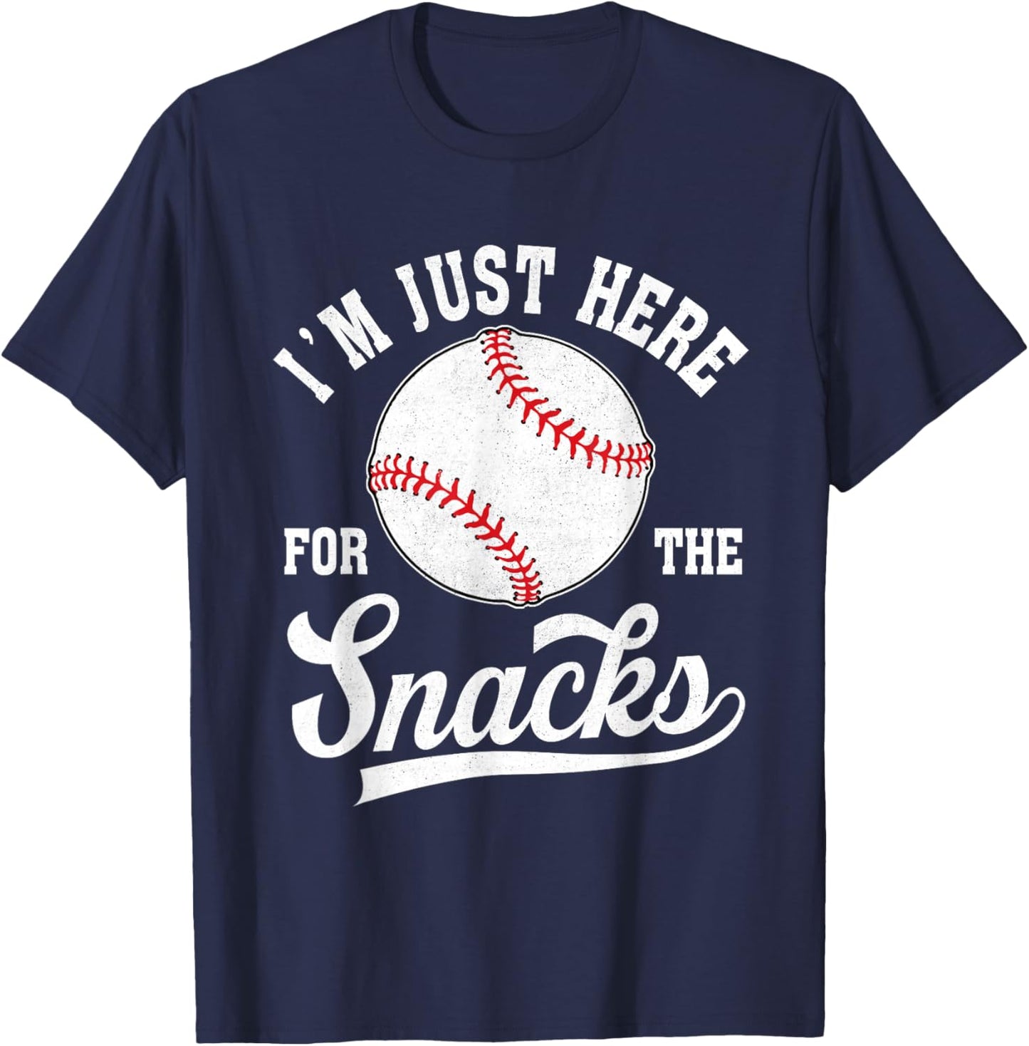 I'm Just Here For The Snacks Funny Fantasy Baseball T-Shirt - T-Shirt | Navy