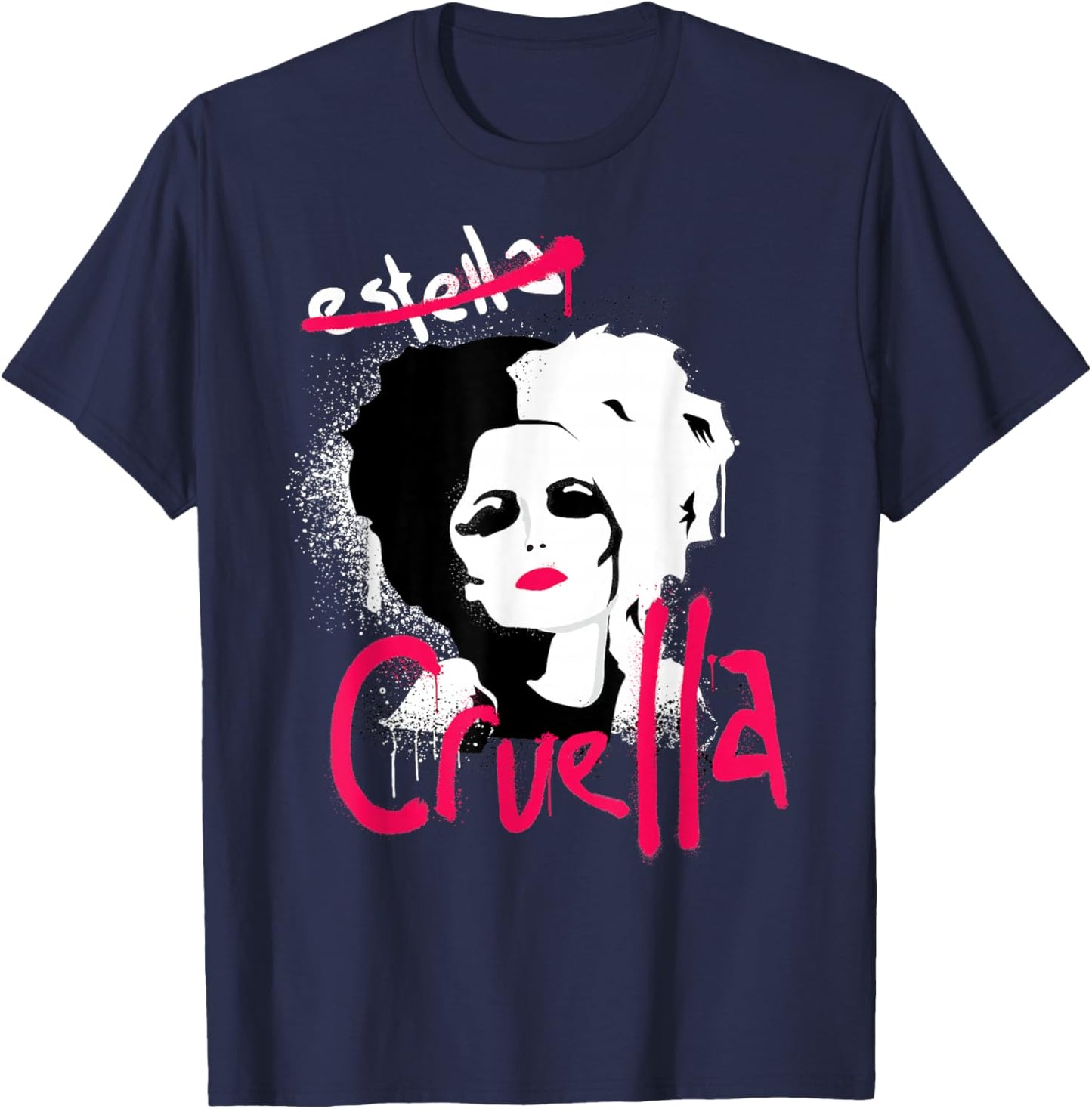 Disney Cruella Estella Punk Rock Spray Paint T-Shirt - T-Shirt | Navy