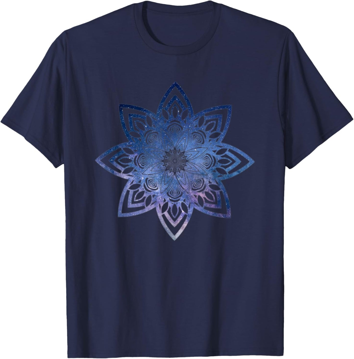 Blue Milkyway Mandala Sacred Geometry Yoga Mantra Om T-Shirt - T-Shirt | Navy