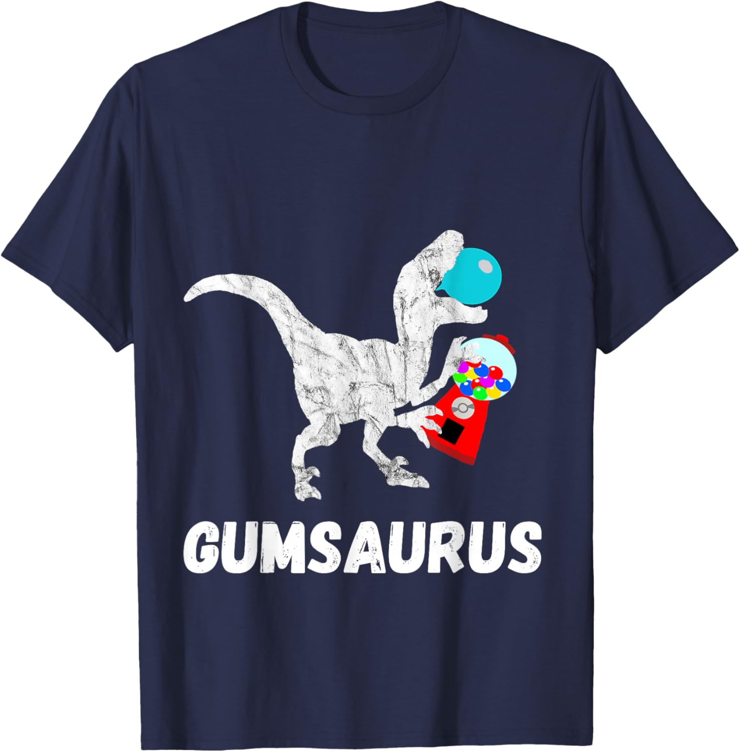 Bubble Gum Saurus Gumball Machine Chewing Dinosaurs T-Rex T-Shirt - T-Shirt | Navy