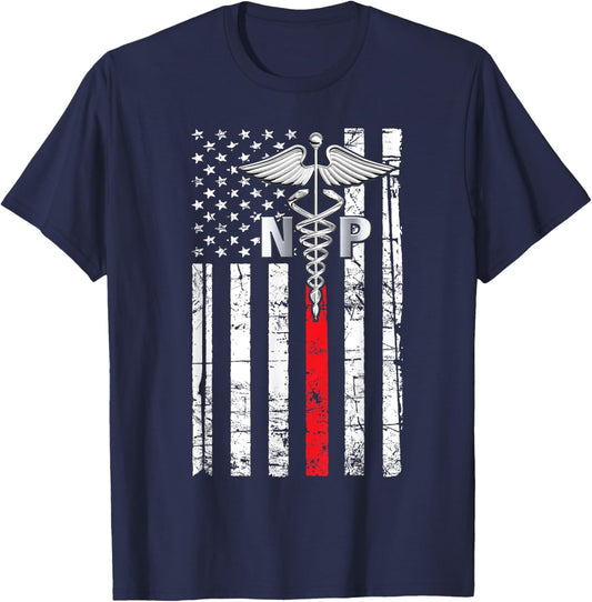 Nurse 365 NP Nurse Practitioner US Flag T-Shirt - T-Shirt | Navy