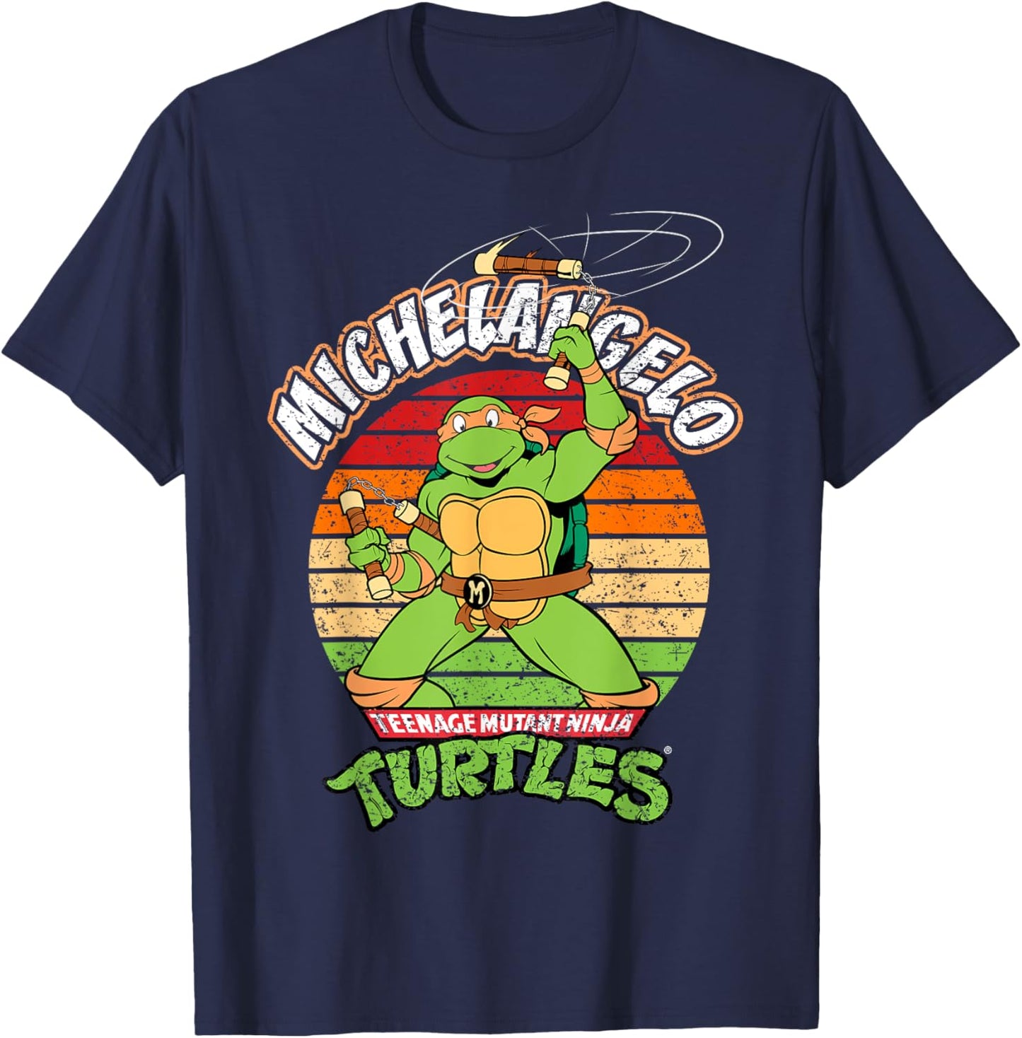 Mademark x Teenage Mutant Ninja Turtles - Teenage Mutant Ninja Turtles Michelangelo Ready For Action T-Shirt - T-Shirt | Navy