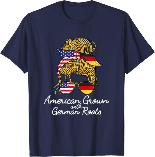American Grown with German Roots Germany and USA Flag T-Shirt - T-Shirt | Navy