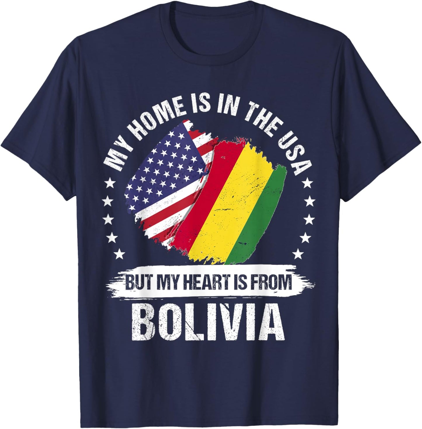 American Patriot Bolivia Flag American Bolivian Roots T-Shirt - T-Shirt | Navy