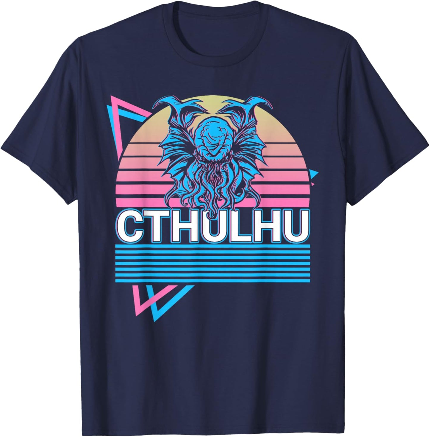 Cthulhu Horror Necronomicon Monster Lovecraftian Retro T-Shirt - T-Shirt | Navy