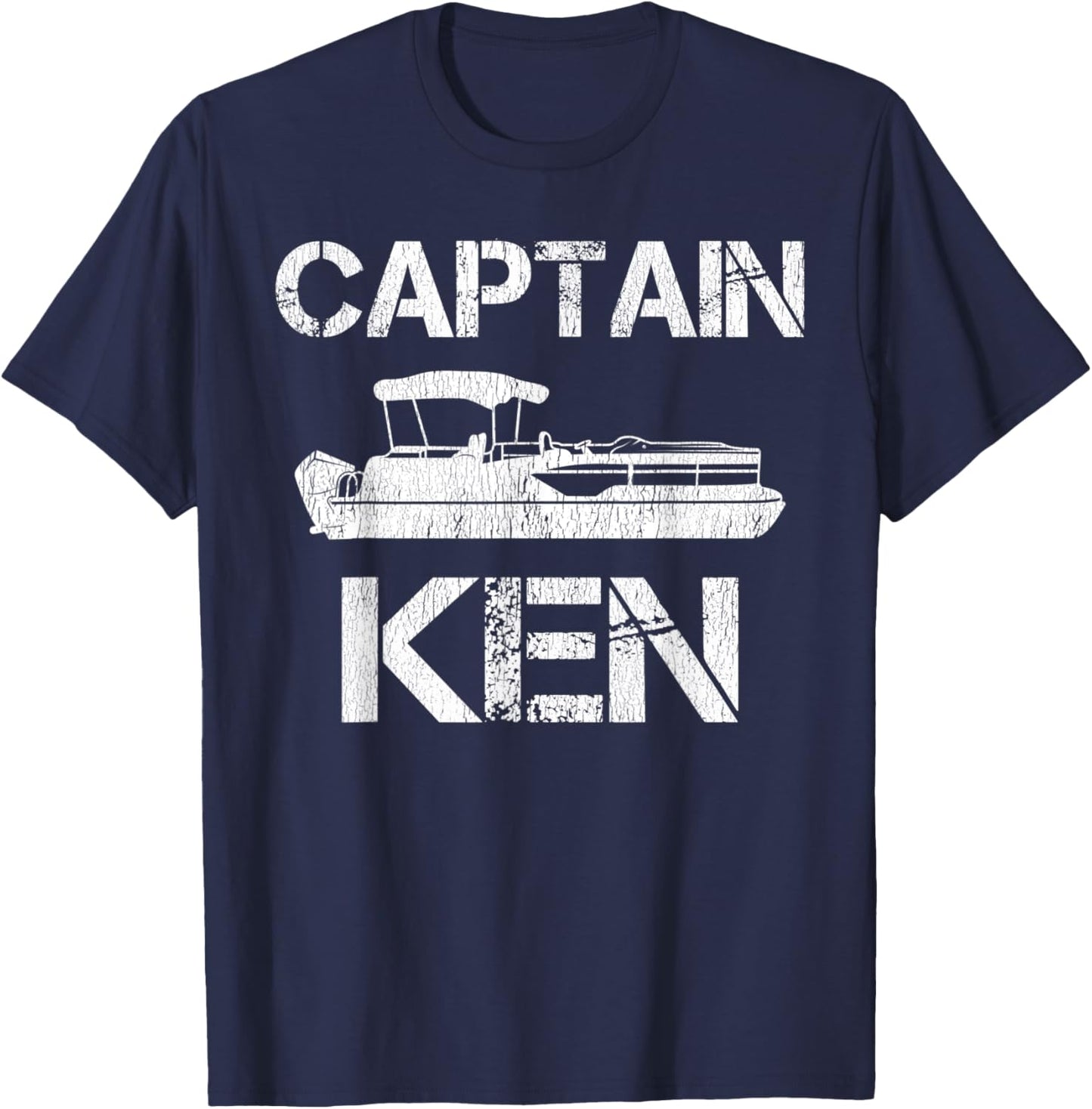 Captain Ken Pontoon Captain Funny Personalized Name Boat T-Shirt - T-Shirt | Navy